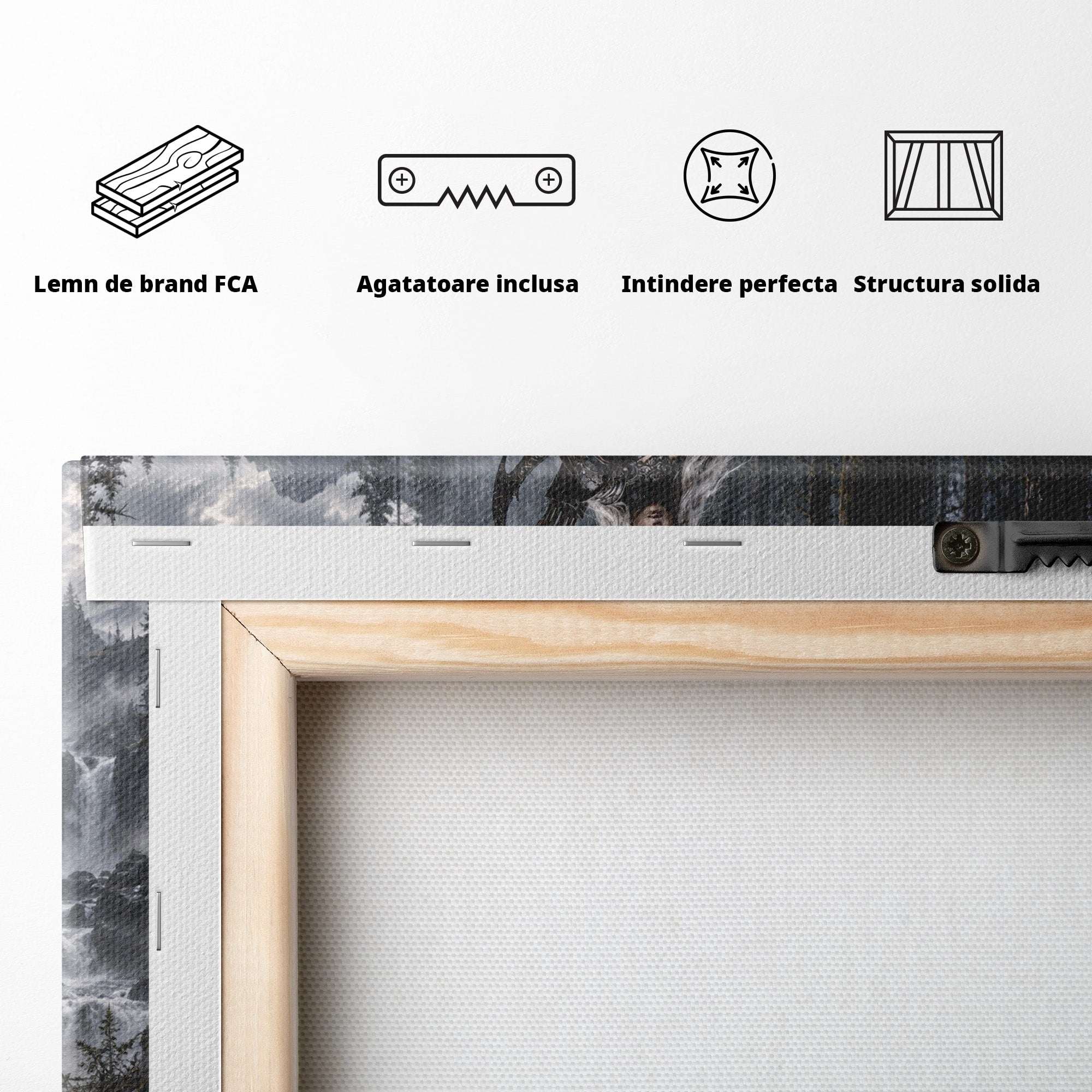 Tablou Canvas Premium LuxCanva® U1111, Razboinica si Ursul,  Padure, Aventura, Fantezie, Urs, Dormitor, Culori Vibrante