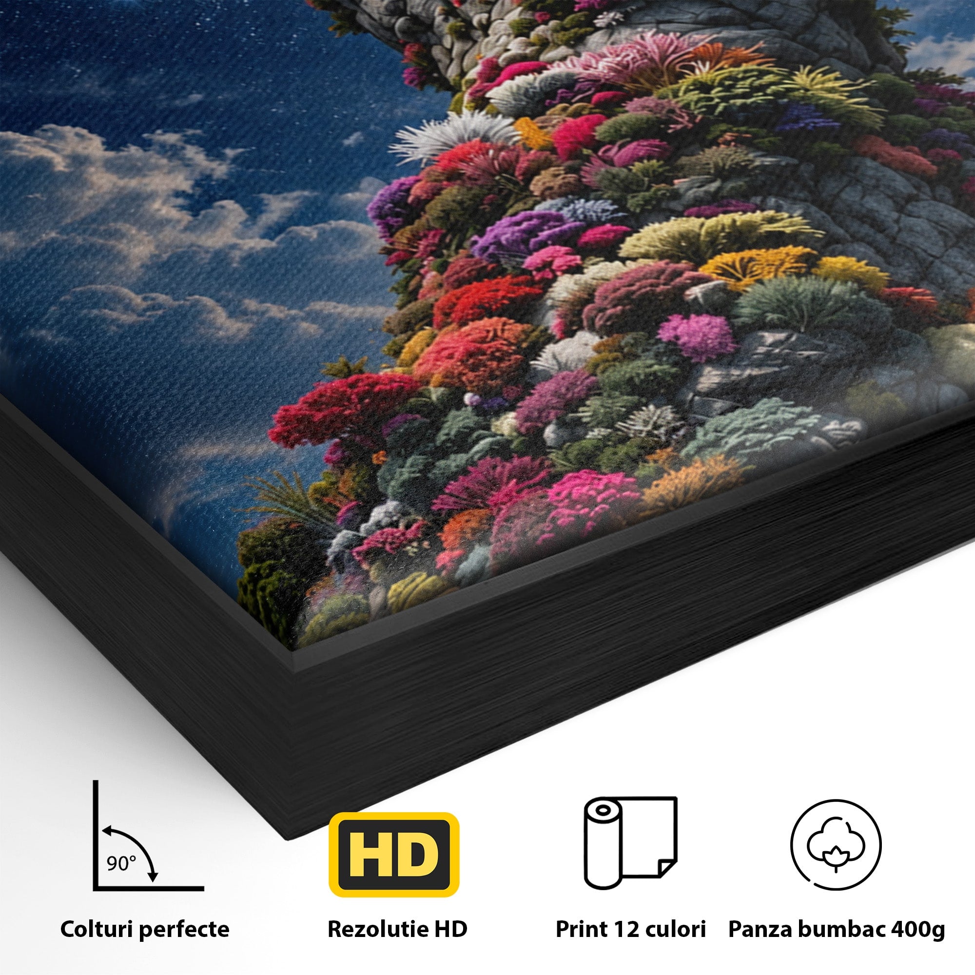 Tablou Canvas Premium LuxCanva® U1112, Mana Spre Luna, Mana,  Natura, Cer, Luna, Living, Culori Vibrante