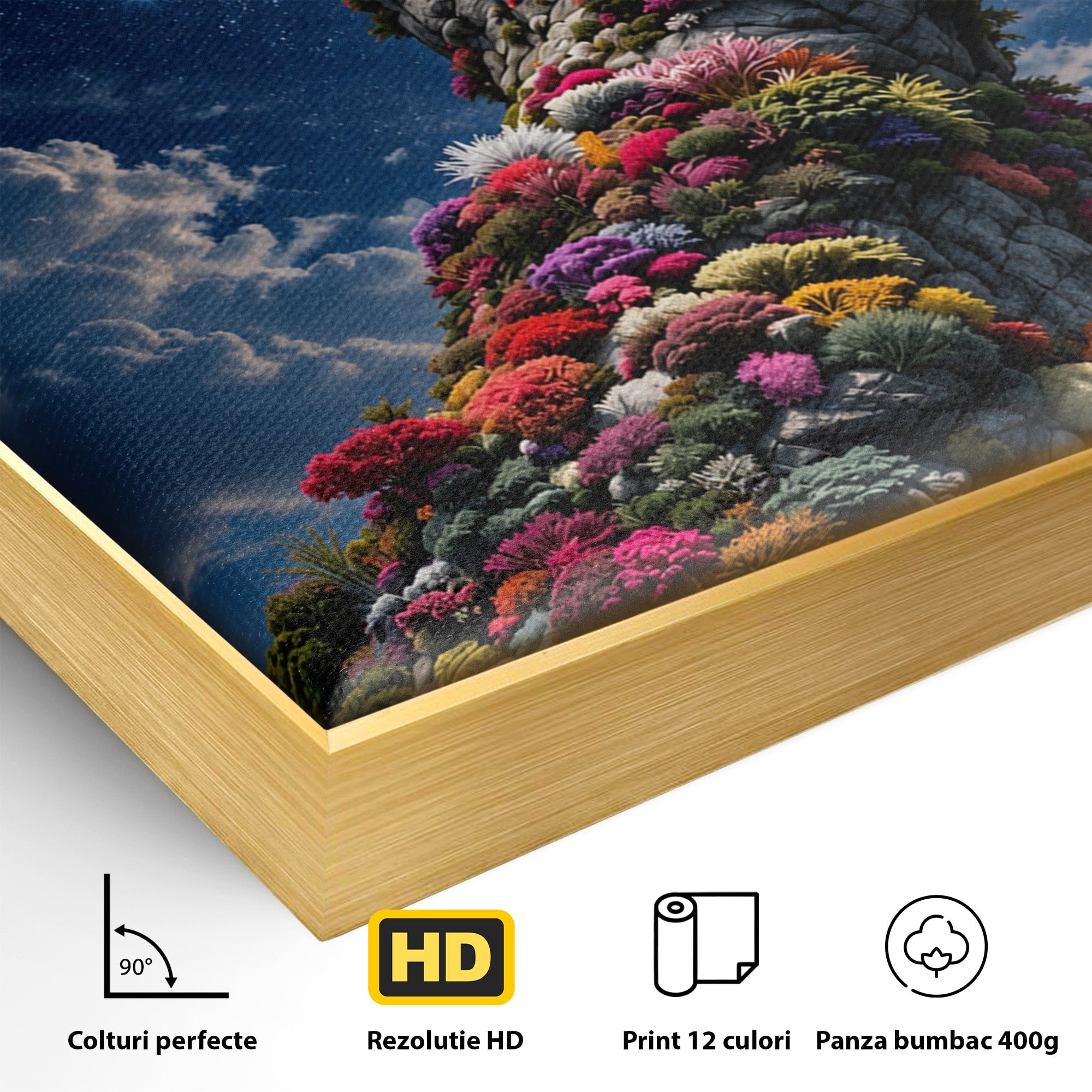 Tablou Canvas Premium LuxCanva® U1112, Mana Spre Luna, Mana,  Natura, Cer, Luna, Living, Culori Vibrante