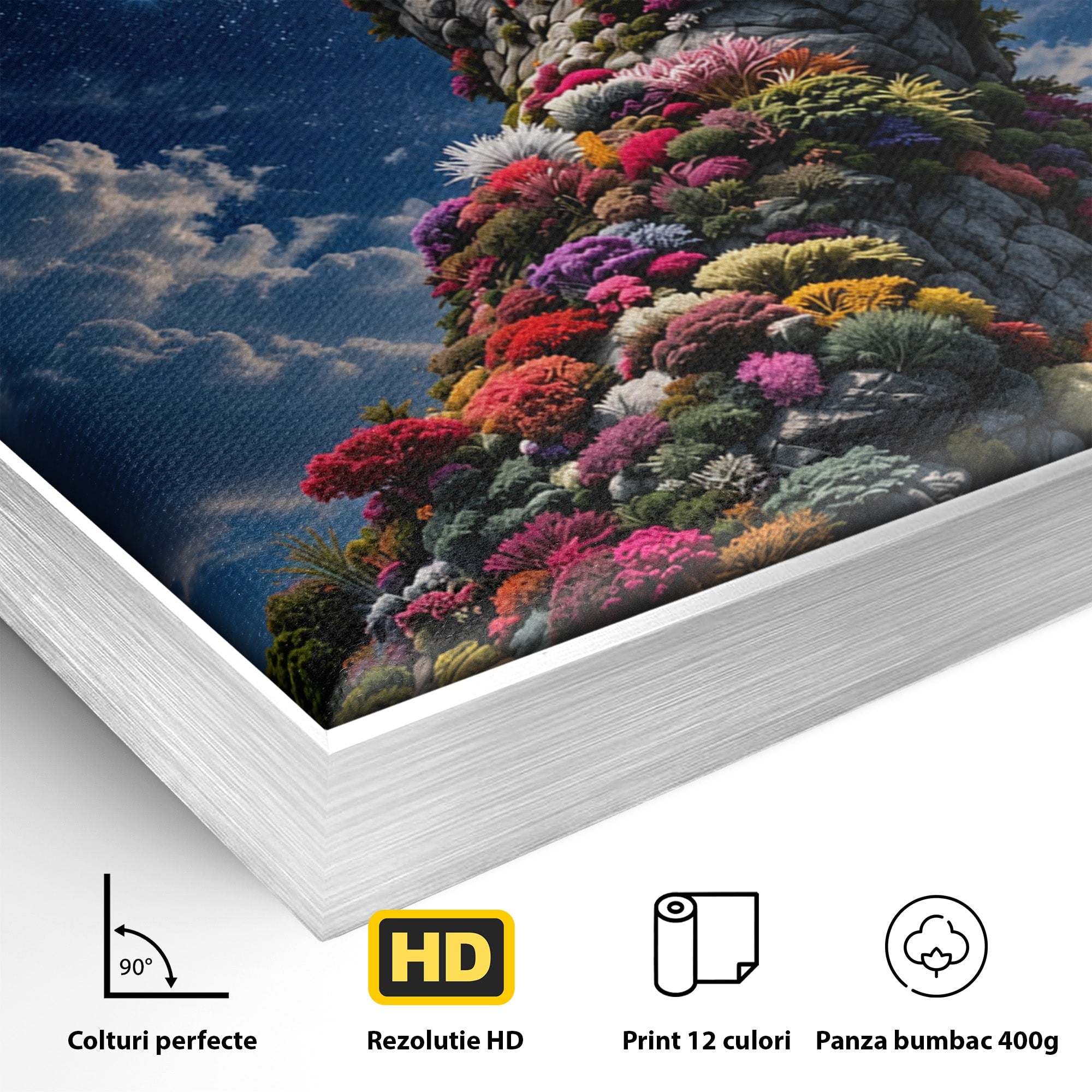 Tablou Canvas Premium LuxCanva® U1112, Mana Spre Luna, Mana,  Natura, Cer, Luna, Living, Culori Vibrante