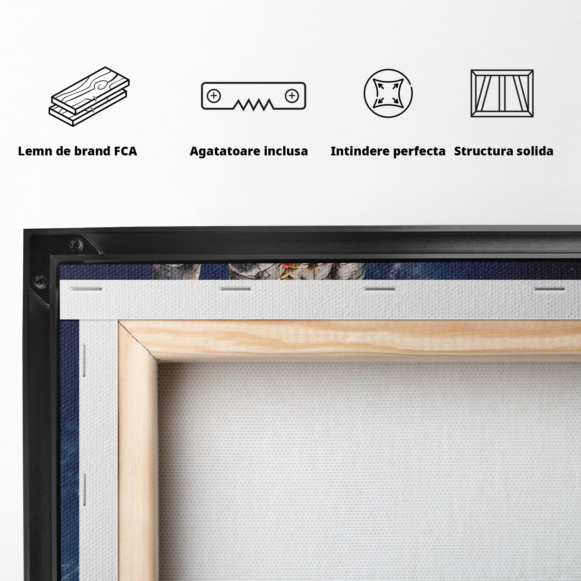 Tablou Canvas Premium LuxCanva® U1112, Mana Spre Luna, Mana,  Natura, Cer, Luna, Living, Culori Vibrante