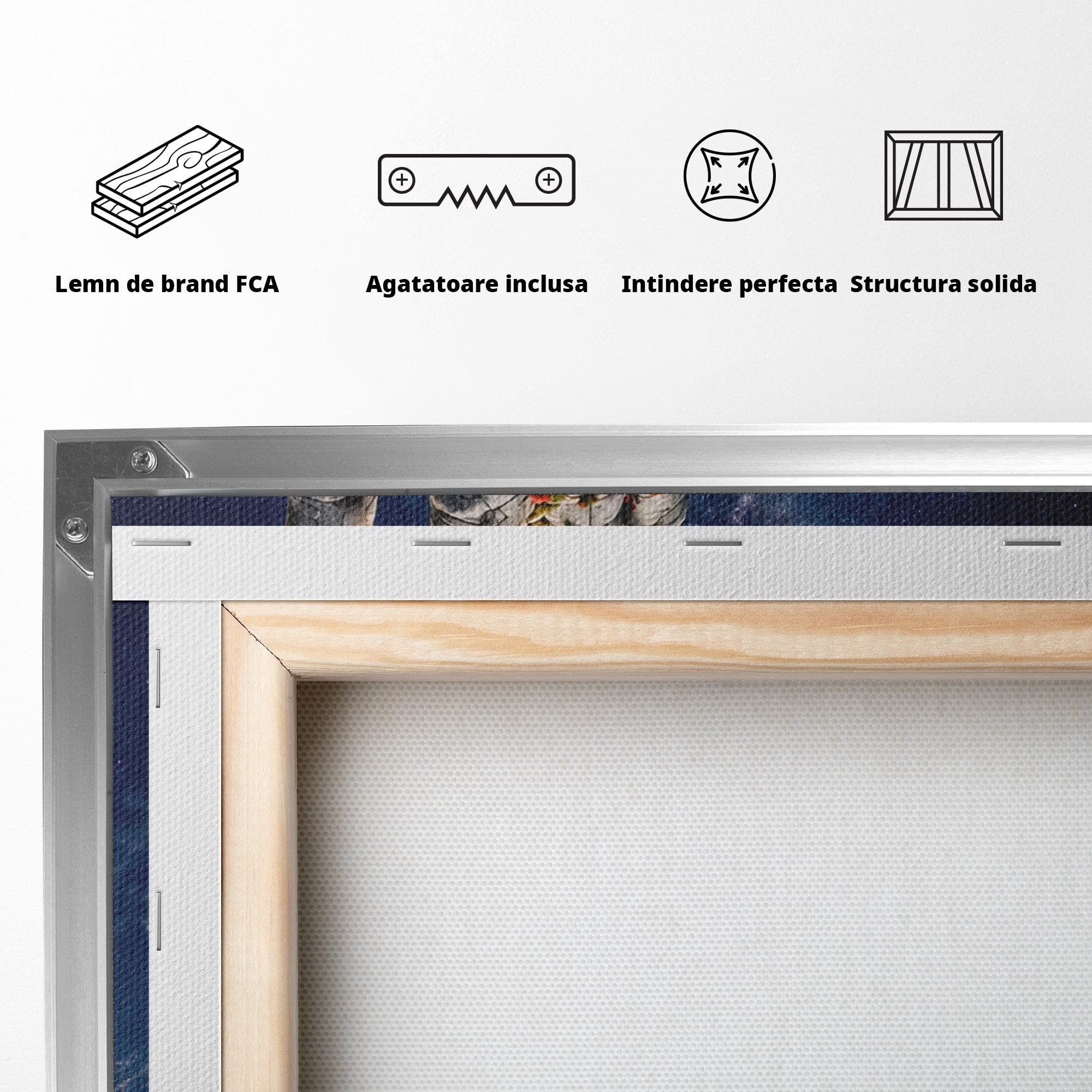 Tablou Canvas Premium LuxCanva® U1112, Mana Spre Luna, Mana,  Natura, Cer, Luna, Living, Culori Vibrante