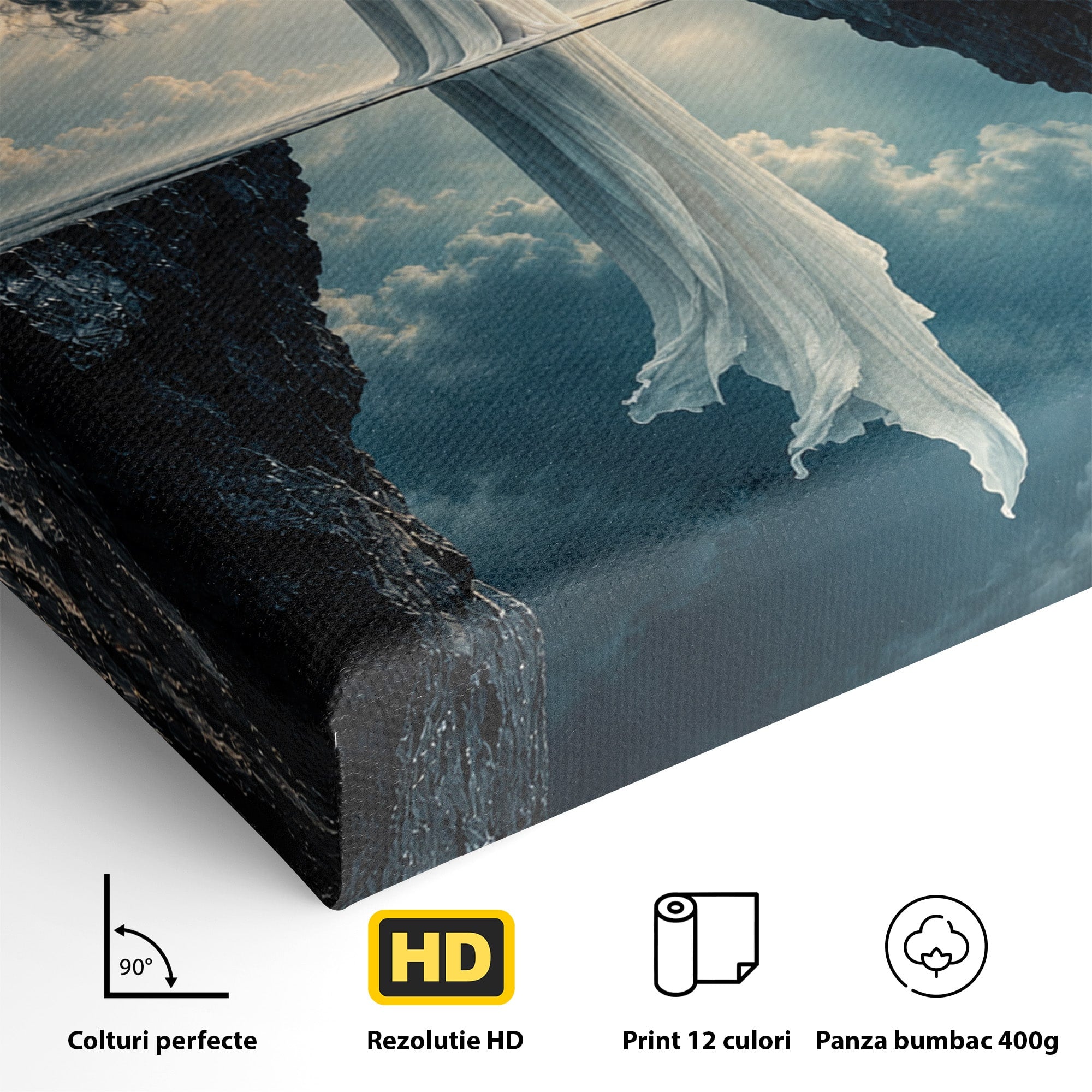 Tablou Canvas Premium LuxCanva® U1113, Misterul Norului,  Reflexie, Peisaj, Mister, Nor, Living, Culori Vibrante