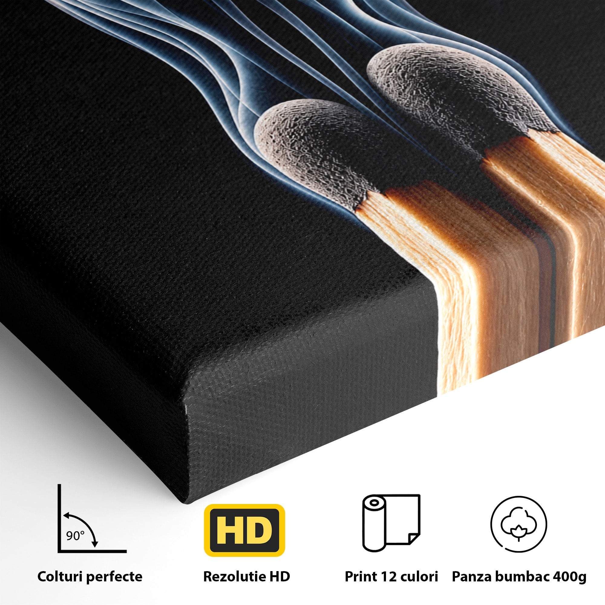 Tablou Canvas Premium LuxCanva® U1114, Dansul Fumului, Chibrituri, Arta Abstracta, Romantism, Fum, Dormitor, Culori Vibrante