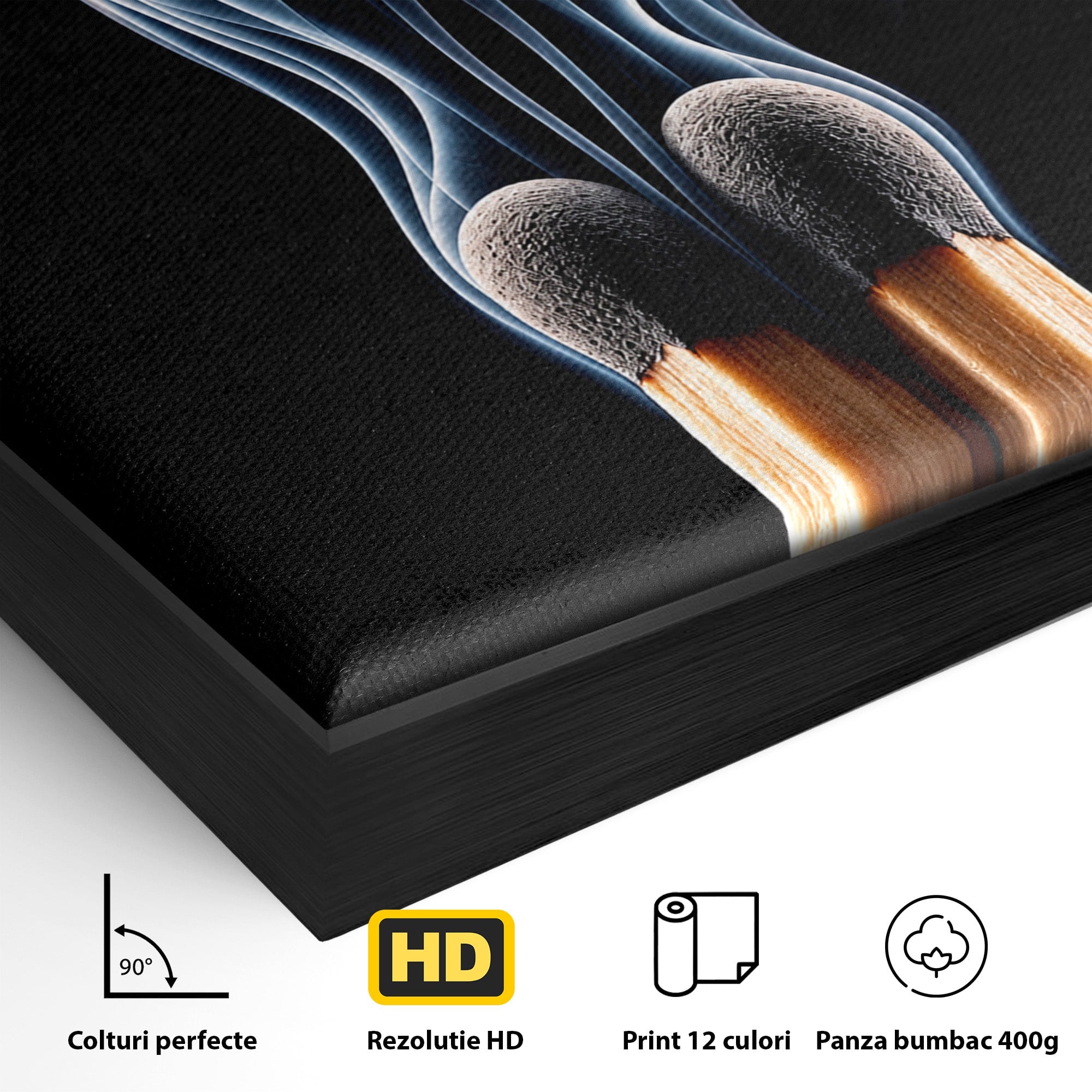 Tablou Canvas Premium LuxCanva® U1114, Dansul Fumului, Chibrituri, Arta Abstracta, Romantism, Fum, Dormitor, Culori Vibrante