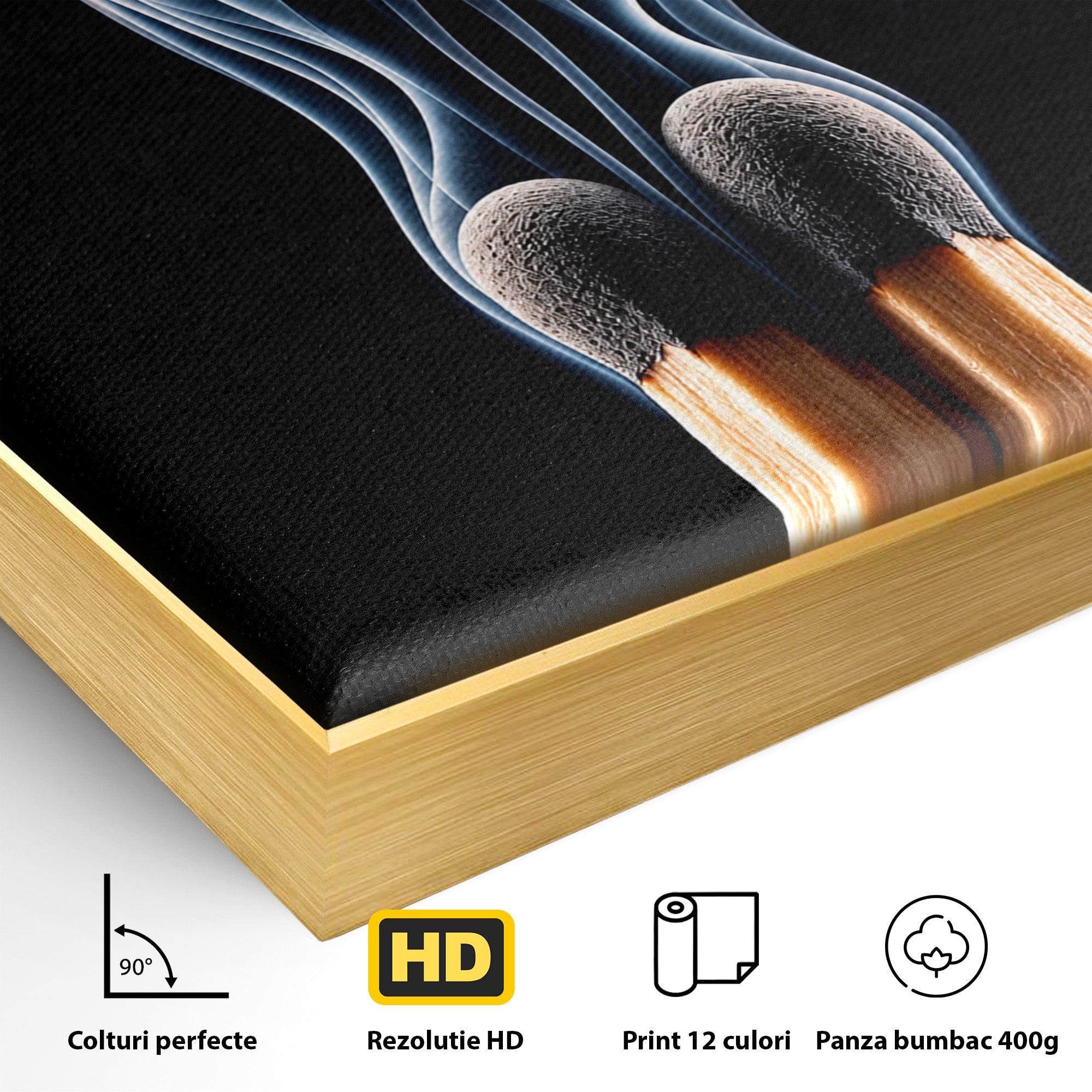 Tablou Canvas Premium LuxCanva® U1114, Dansul Fumului, Chibrituri, Arta Abstracta, Romantism, Fum, Dormitor, Culori Vibrante