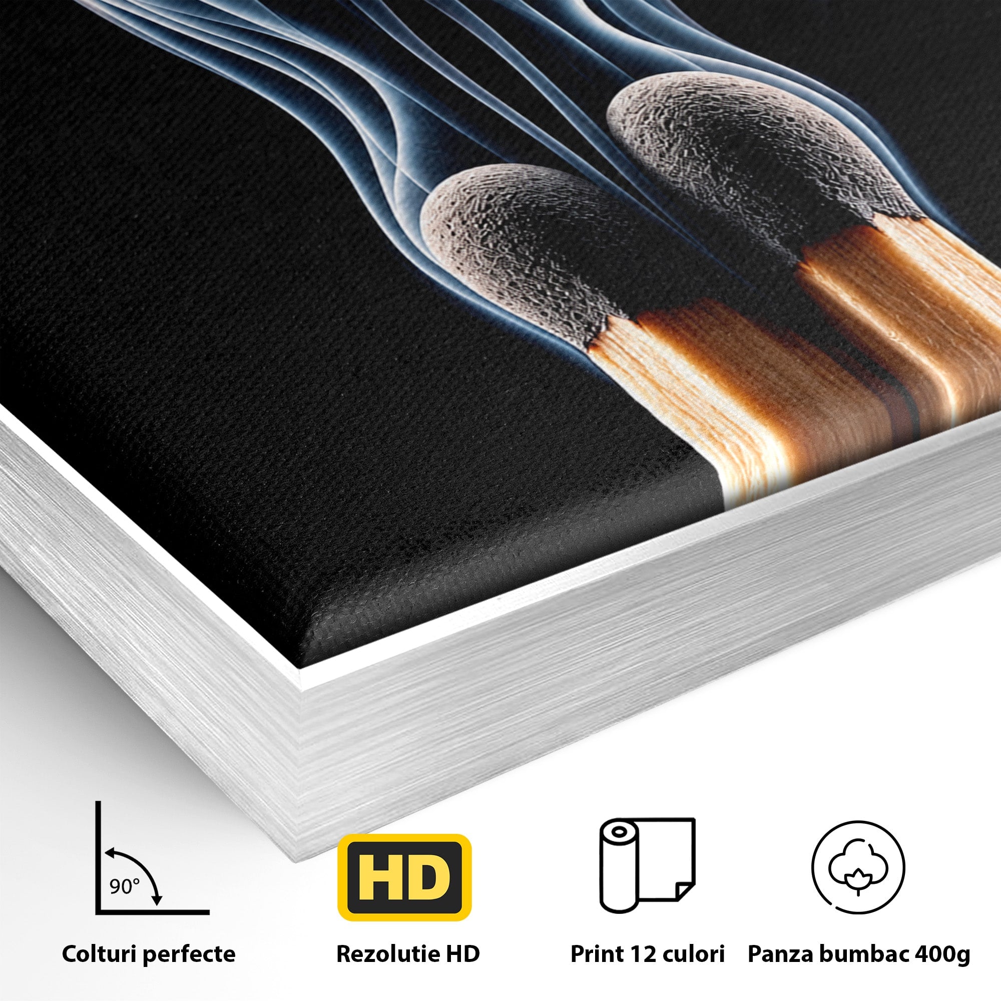 Tablou Canvas Premium LuxCanva® U1114, Dansul Fumului, Chibrituri, Arta Abstracta, Romantism, Fum, Dormitor, Culori Vibrante