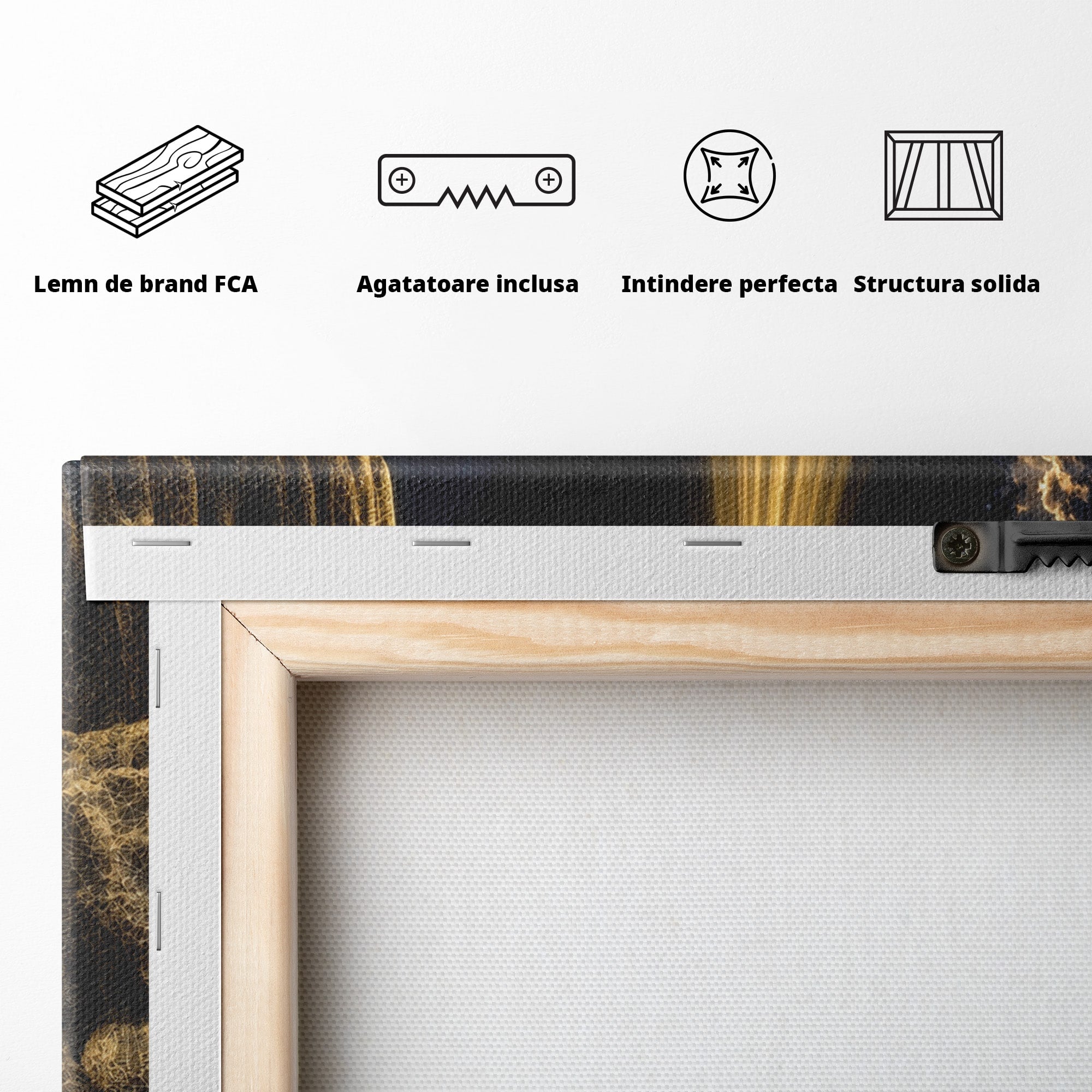 Tablou Canvas Premium LuxCanva® U1115, Atingerea Divina, Sculptura, Arta, Dormitor, Mitologie, Divin, Culori Vibrante