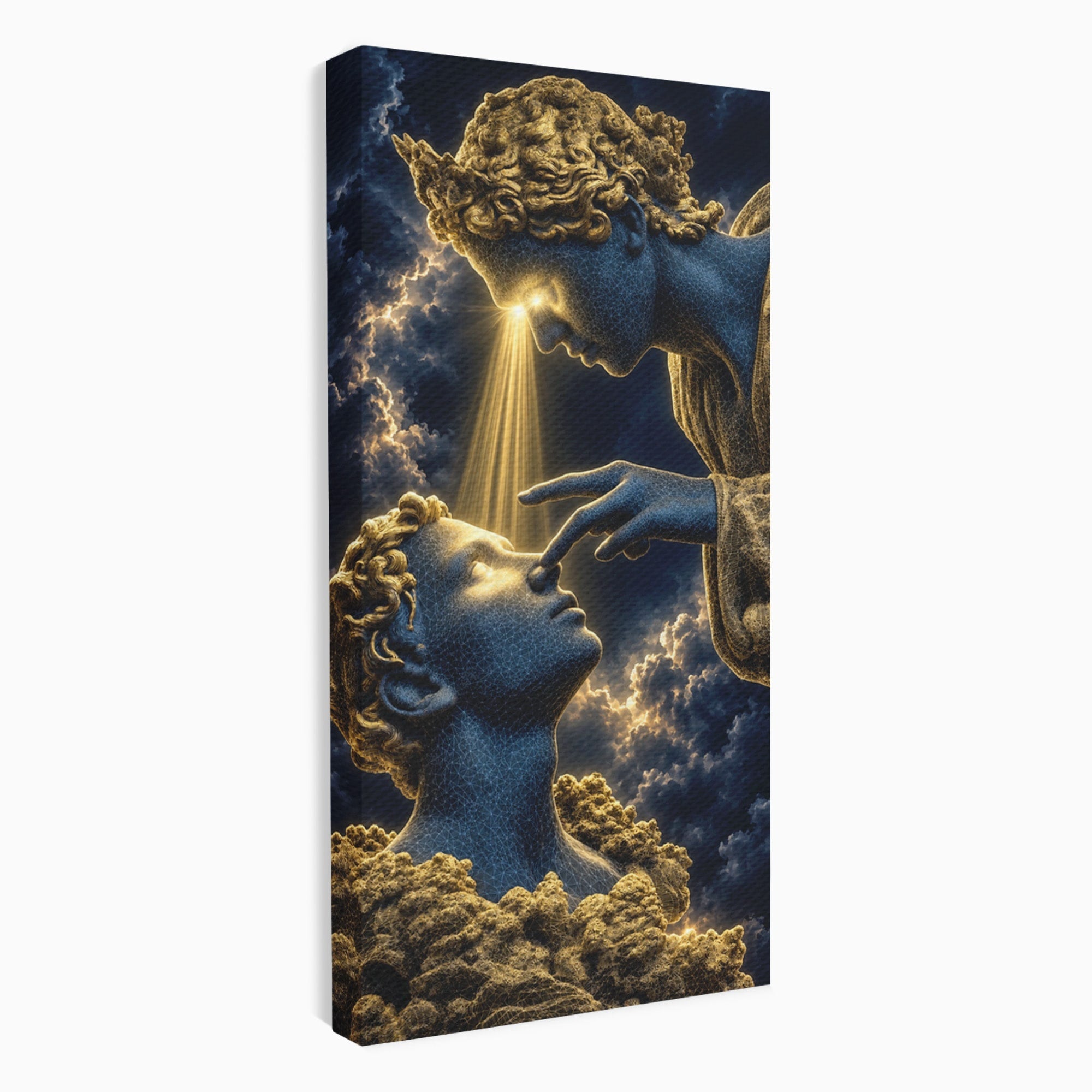Tablou Canvas Premium LuxCanva® U1115, Atingerea Divina, Sculptura, Arta, Dormitor, Mitologie, Divin, Culori Vibrante