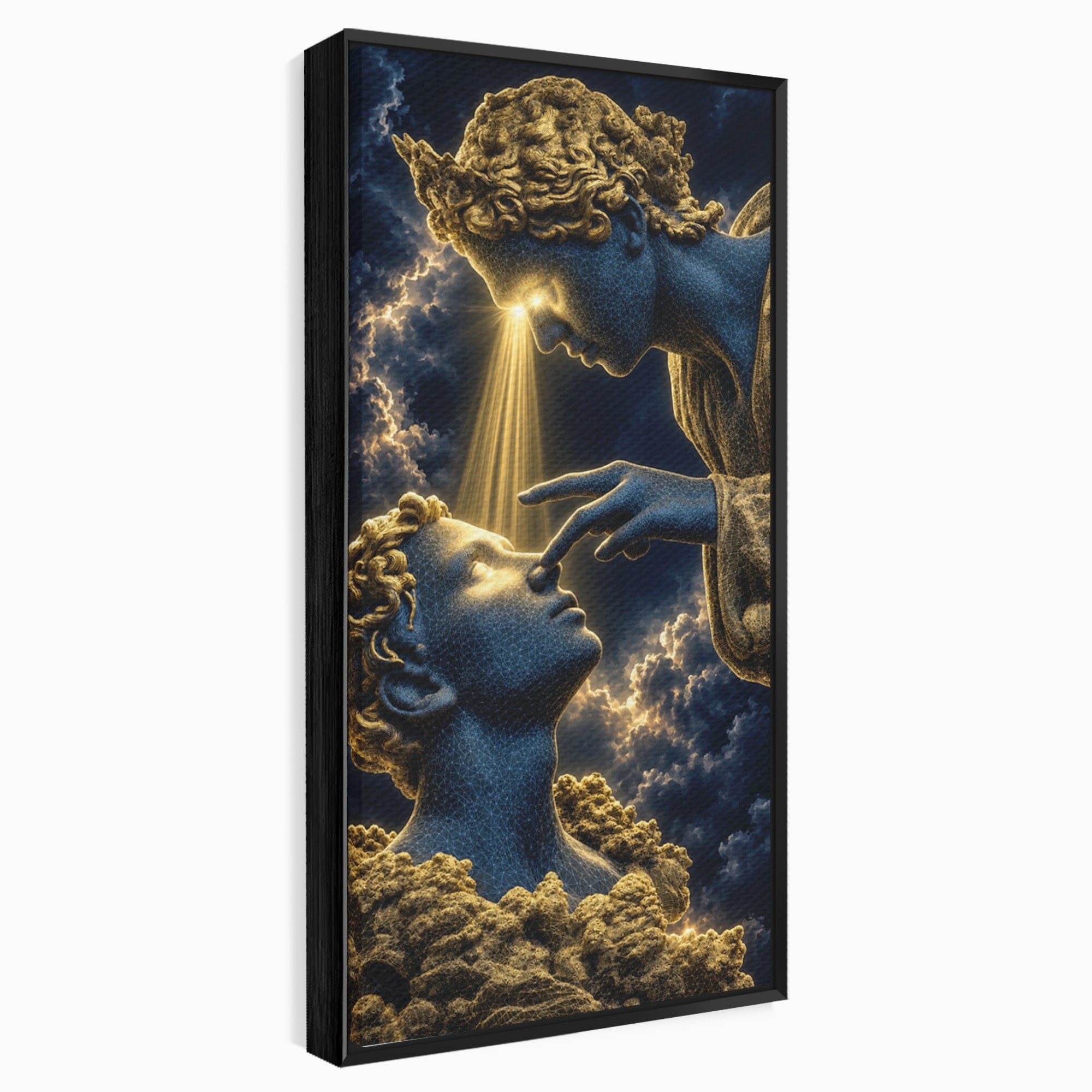 Tablou Canvas Premium LuxCanva® U1115, Atingerea Divina, Sculptura, Arta, Dormitor, Mitologie, Divin, Culori Vibrante
