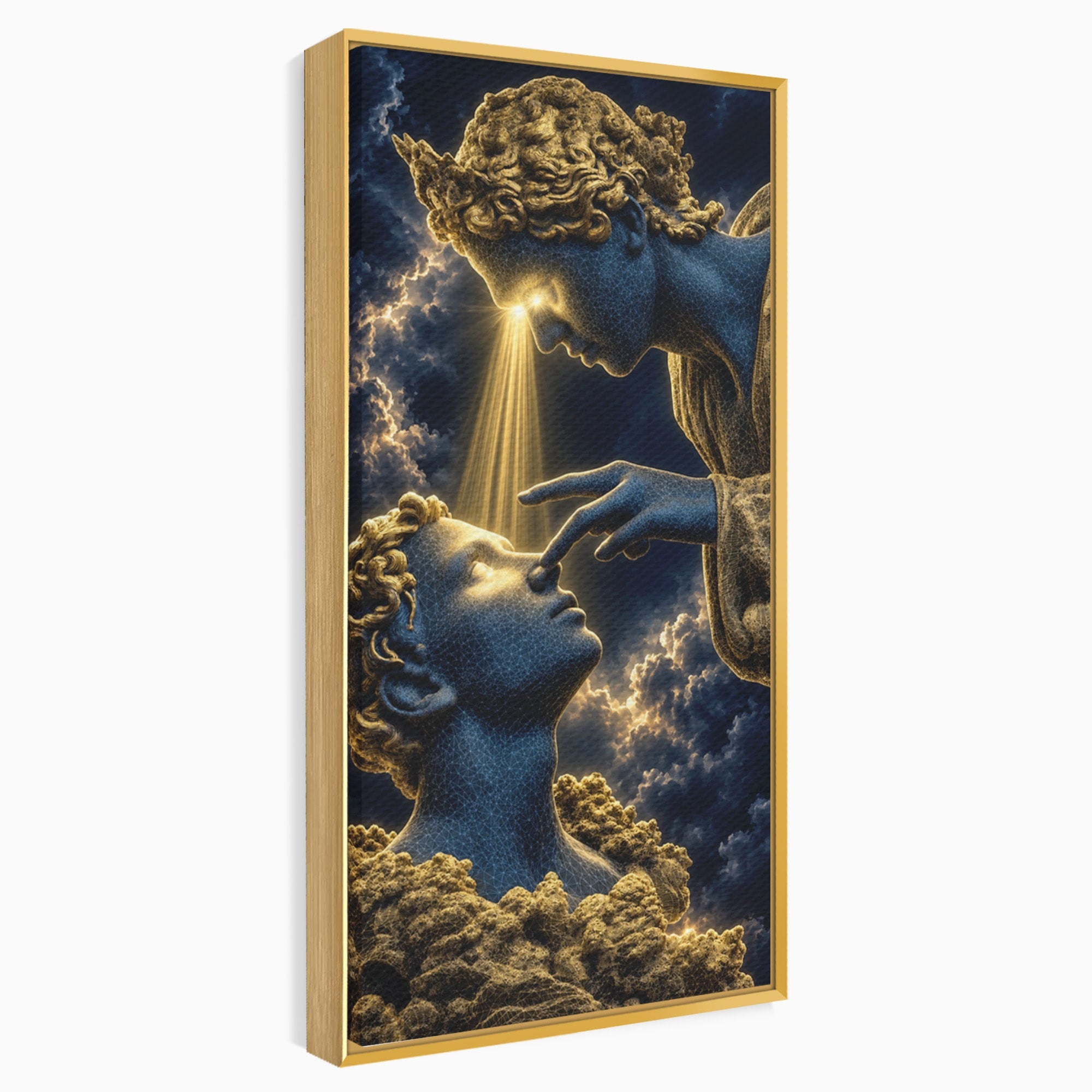 Tablou Canvas Premium LuxCanva® U1115, Atingerea Divina, Sculptura, Arta, Dormitor, Mitologie, Divin, Culori Vibrante