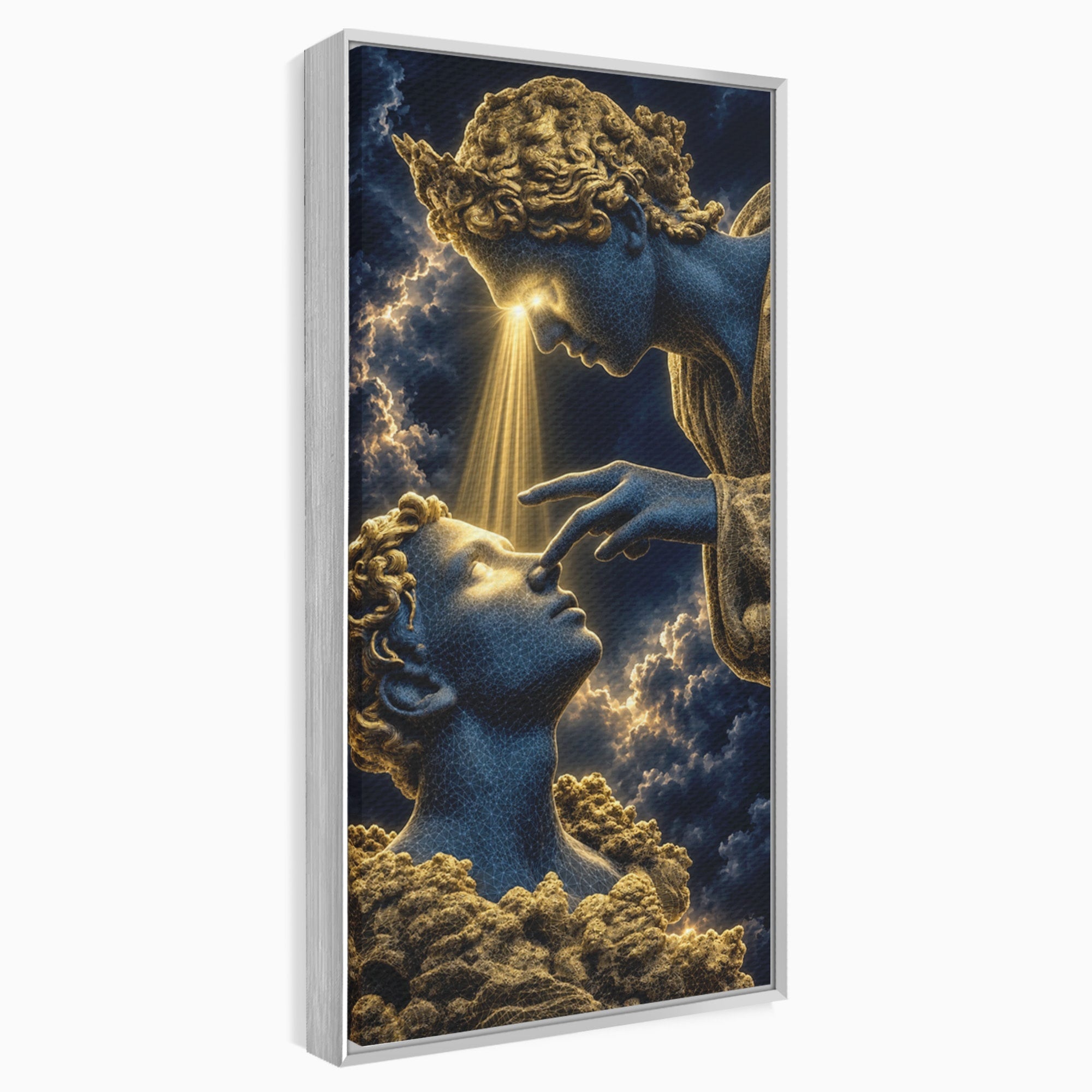 Tablou Canvas Premium LuxCanva® U1115, Atingerea Divina, Sculptura, Arta, Dormitor, Mitologie, Divin, Culori Vibrante