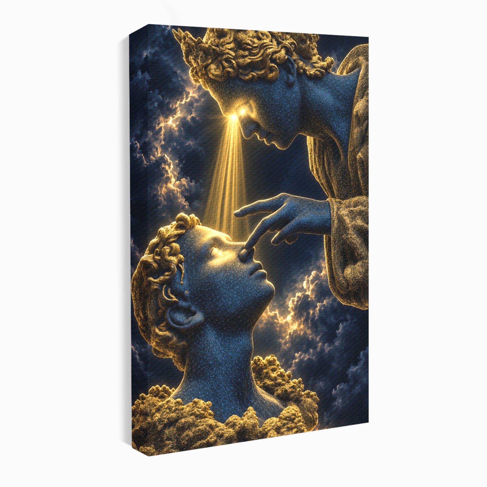 Tablou Canvas Premium LuxCanva® U1115, Atingerea Divina, Sculptura, Arta, Dormitor, Mitologie, Divin, Culori Vibrante