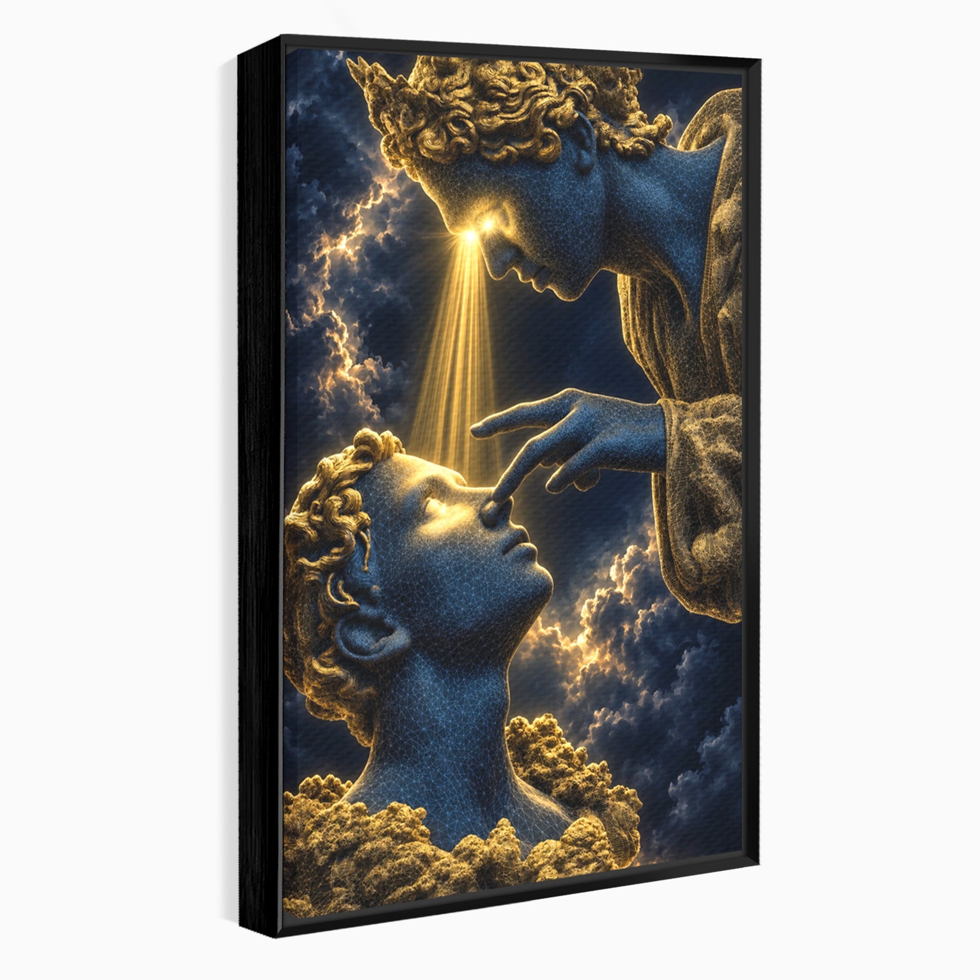 Tablou Canvas Premium LuxCanva® U1115, Atingerea Divina, Sculptura, Arta, Dormitor, Mitologie, Divin, Culori Vibrante