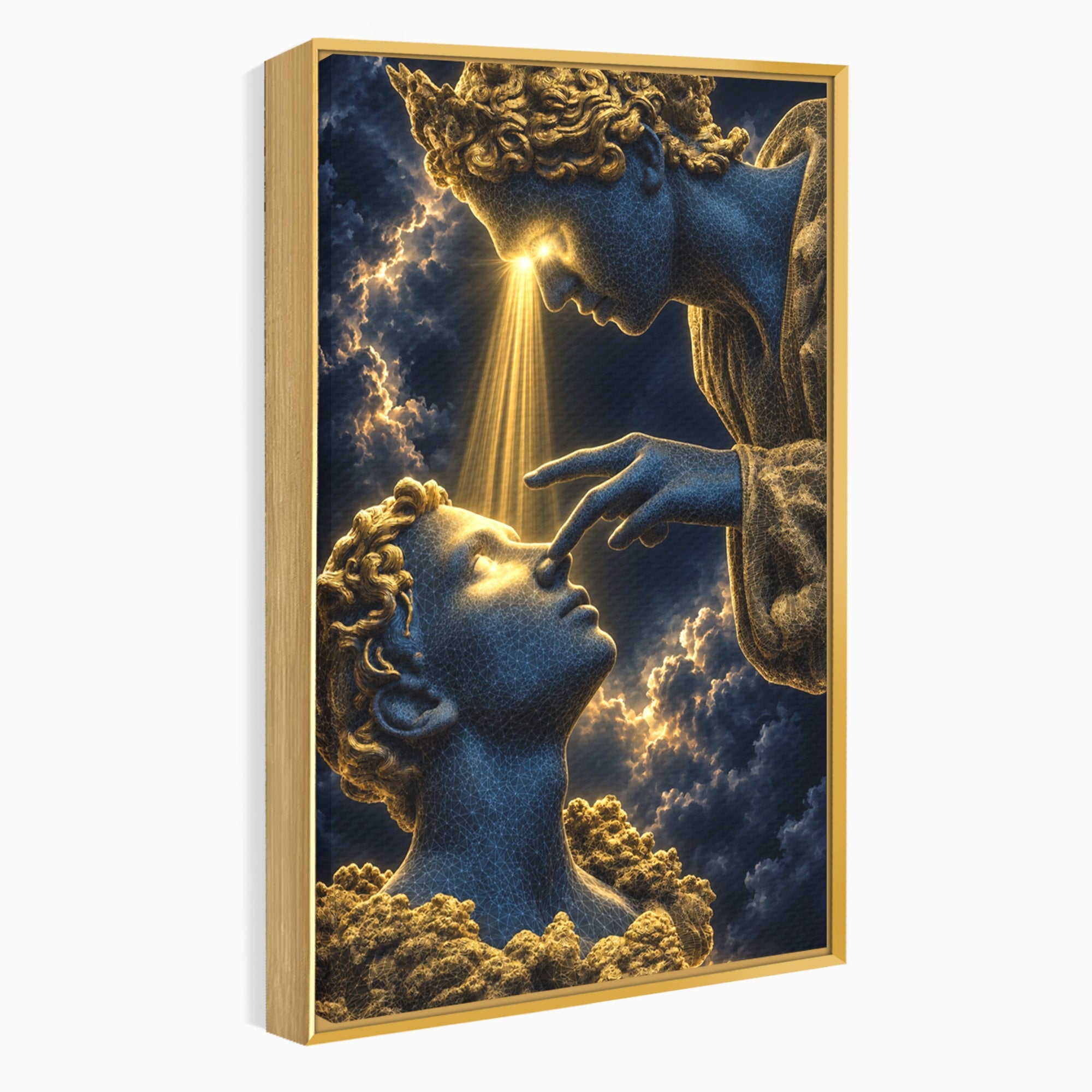 Tablou Canvas Premium LuxCanva® U1115, Atingerea Divina, Sculptura, Arta, Dormitor, Mitologie, Divin, Culori Vibrante