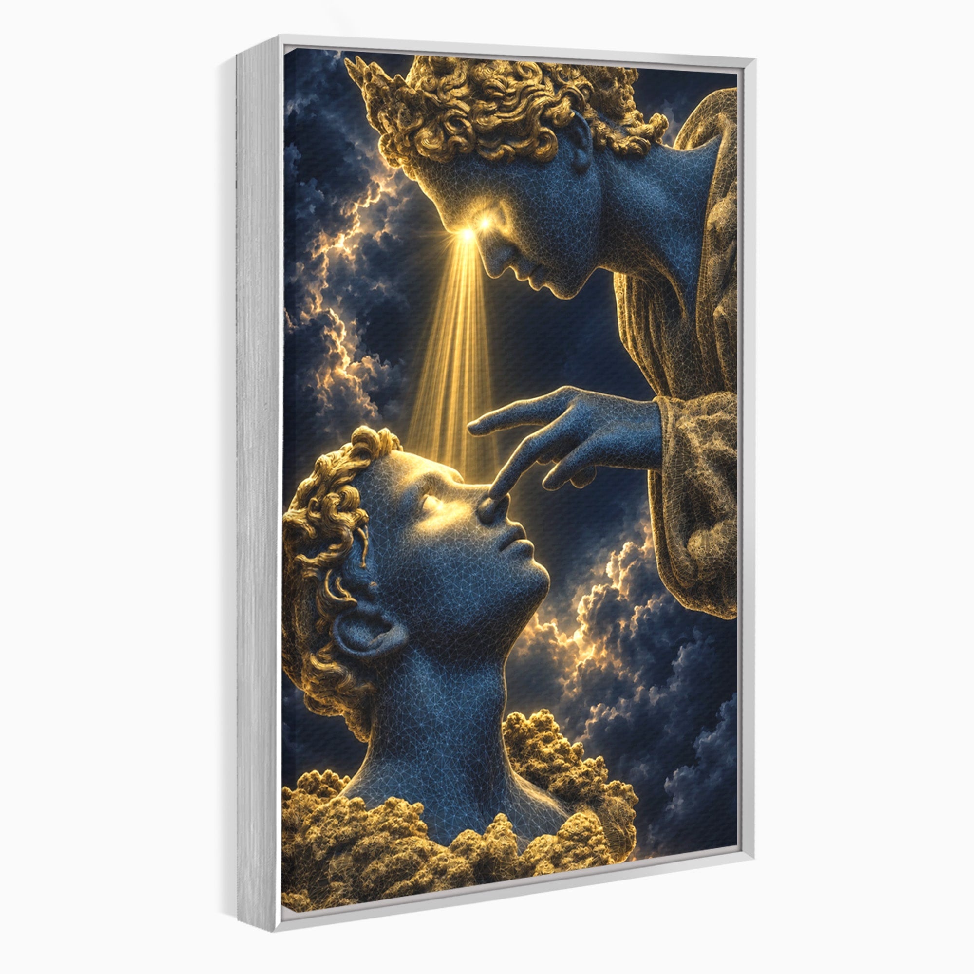 Tablou Canvas Premium LuxCanva® U1115, Atingerea Divina, Sculptura, Arta, Dormitor, Mitologie, Divin, Culori Vibrante