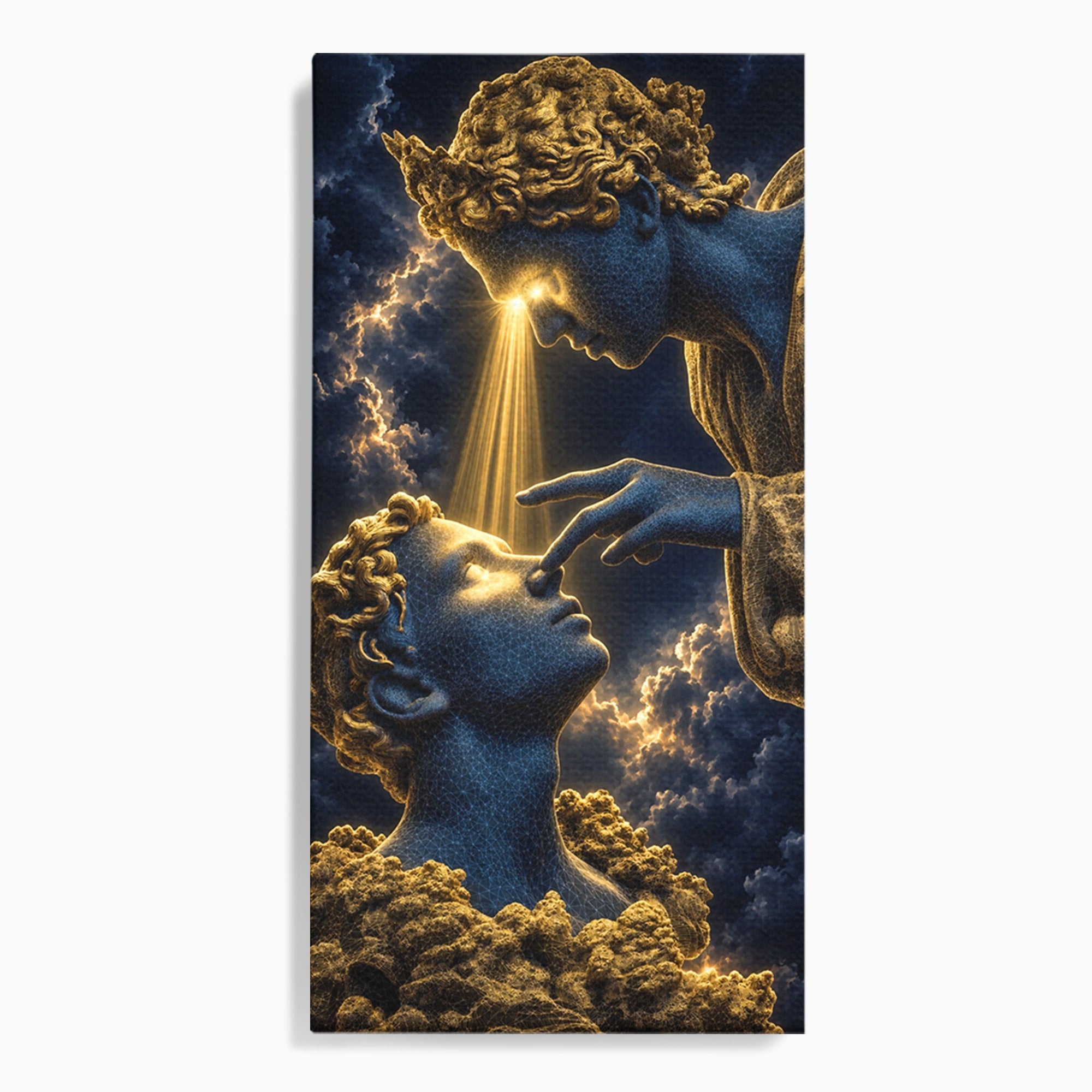 Tablou Canvas Premium LuxCanva® U1115, Atingerea Divina, Sculptura, Arta, Dormitor, Mitologie, Divin, Culori Vibrante