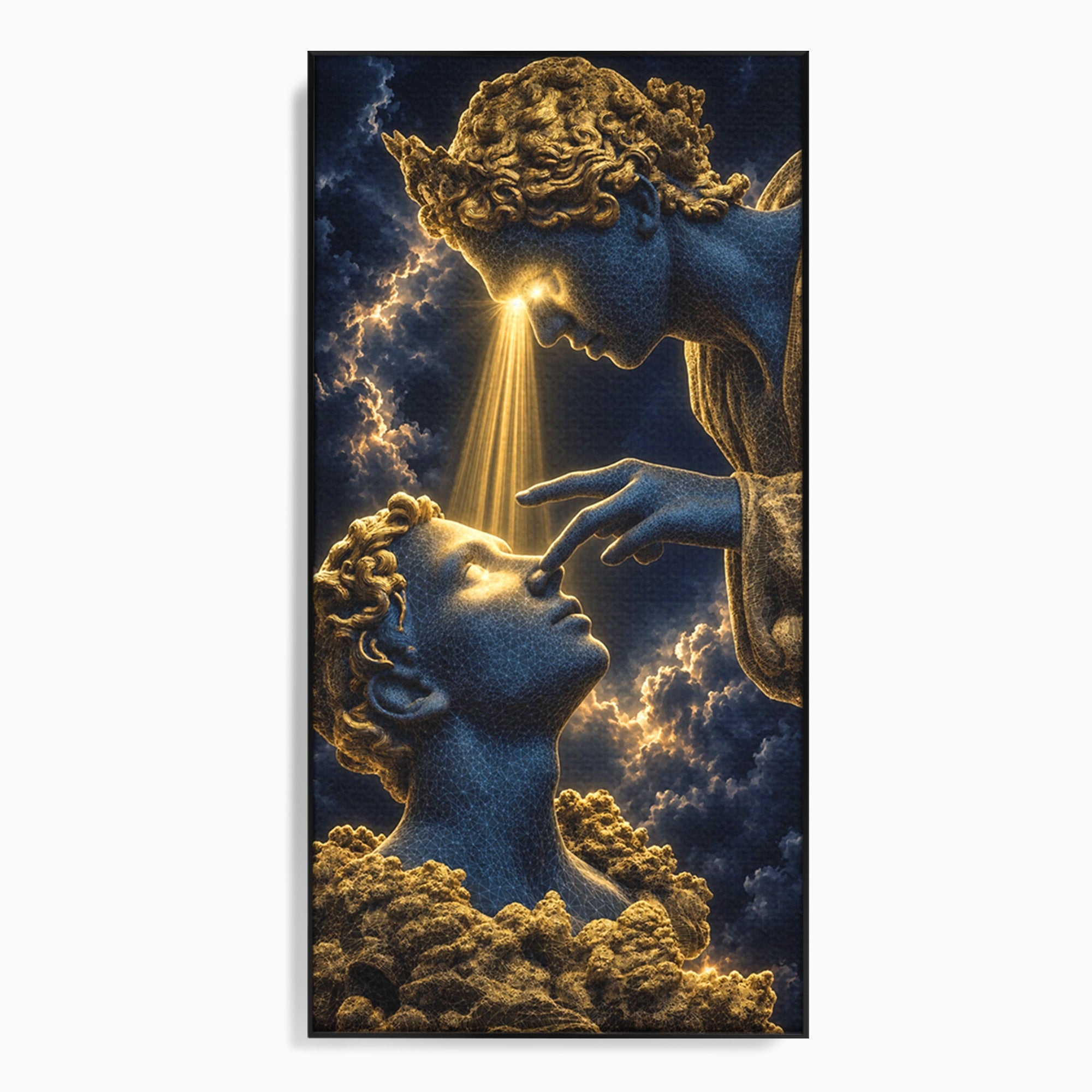 Tablou Canvas Premium LuxCanva® U1115, Atingerea Divina, Sculptura, Arta, Dormitor, Mitologie, Divin, Culori Vibrante