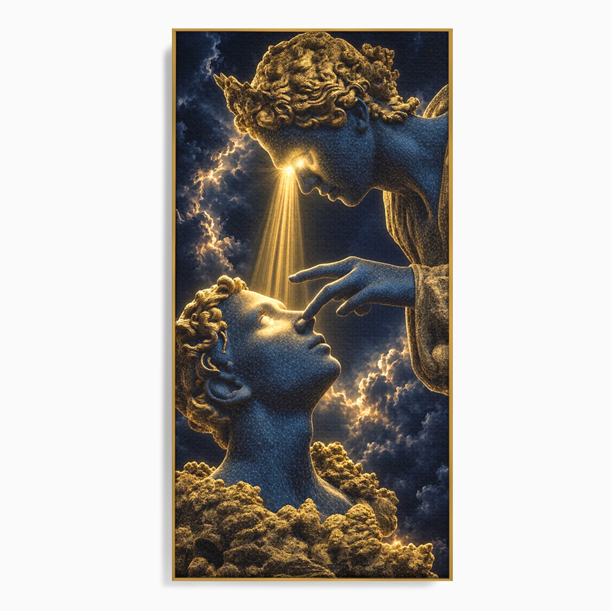Tablou Canvas Premium LuxCanva® U1115, Atingerea Divina, Sculptura, Arta, Dormitor, Mitologie, Divin, Culori Vibrante