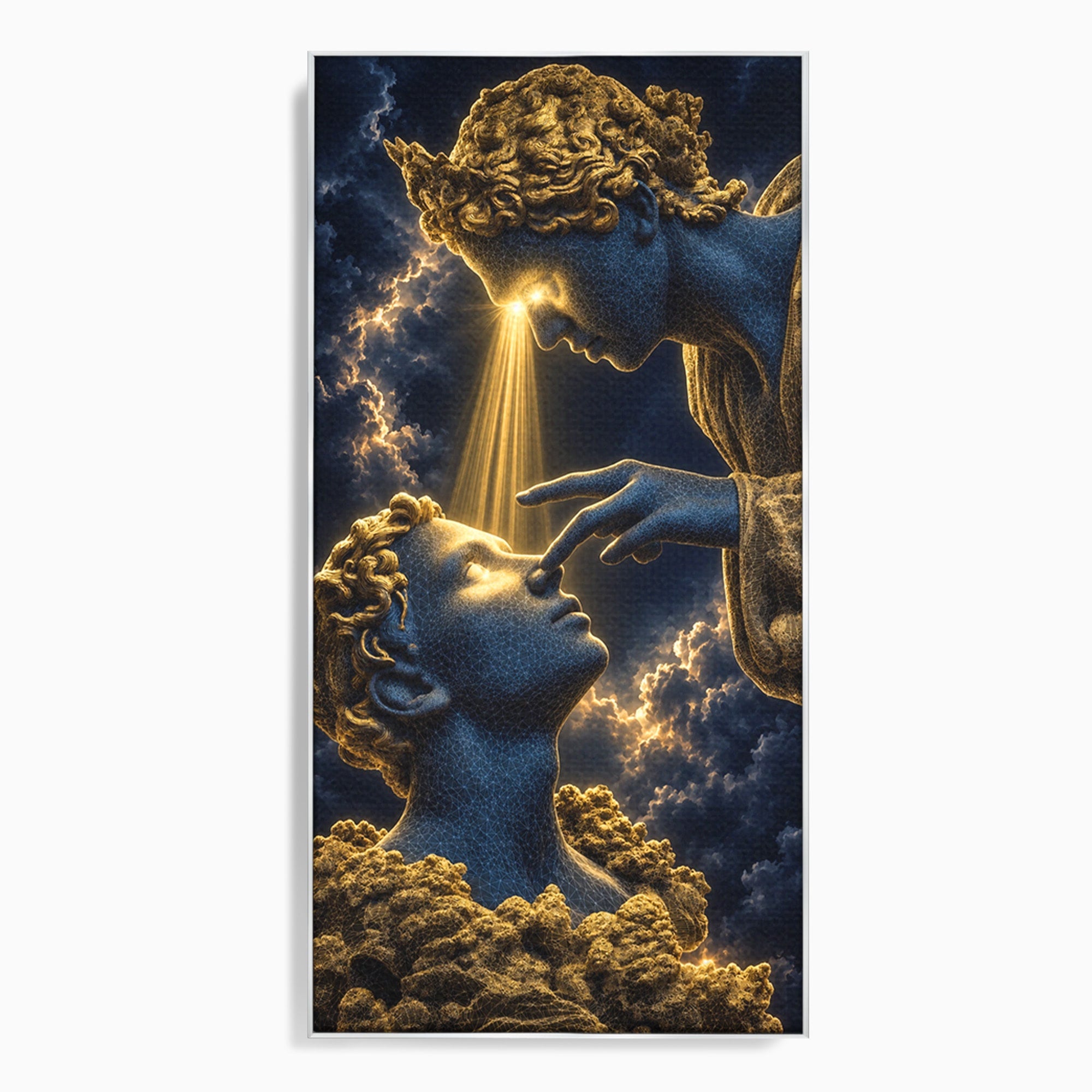 Tablou Canvas Premium LuxCanva® U1115, Atingerea Divina, Sculptura, Arta, Dormitor, Mitologie, Divin, Culori Vibrante