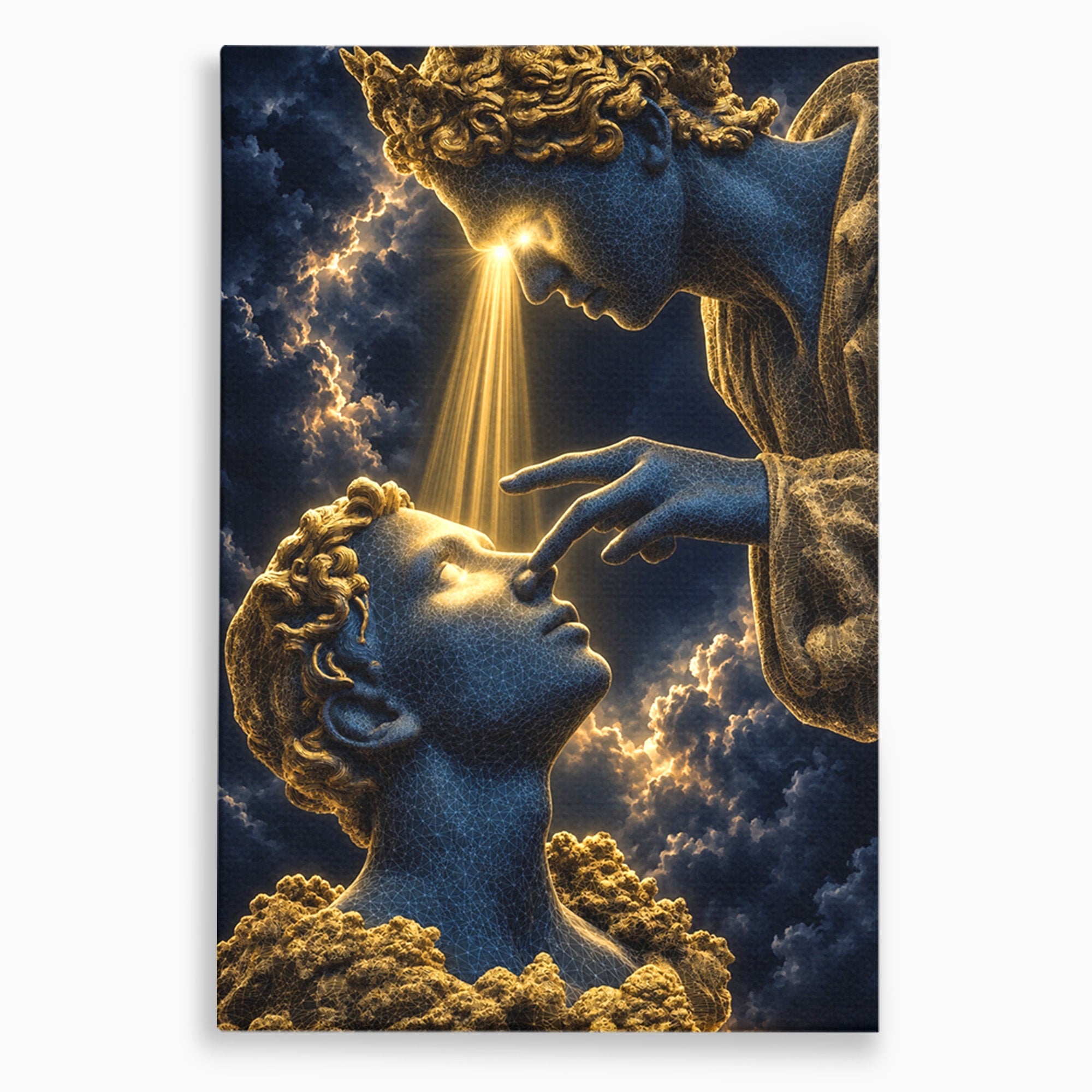 Tablou Canvas Premium LuxCanva® U1115, Atingerea Divina, Sculptura, Arta, Dormitor, Mitologie, Divin, Culori Vibrante