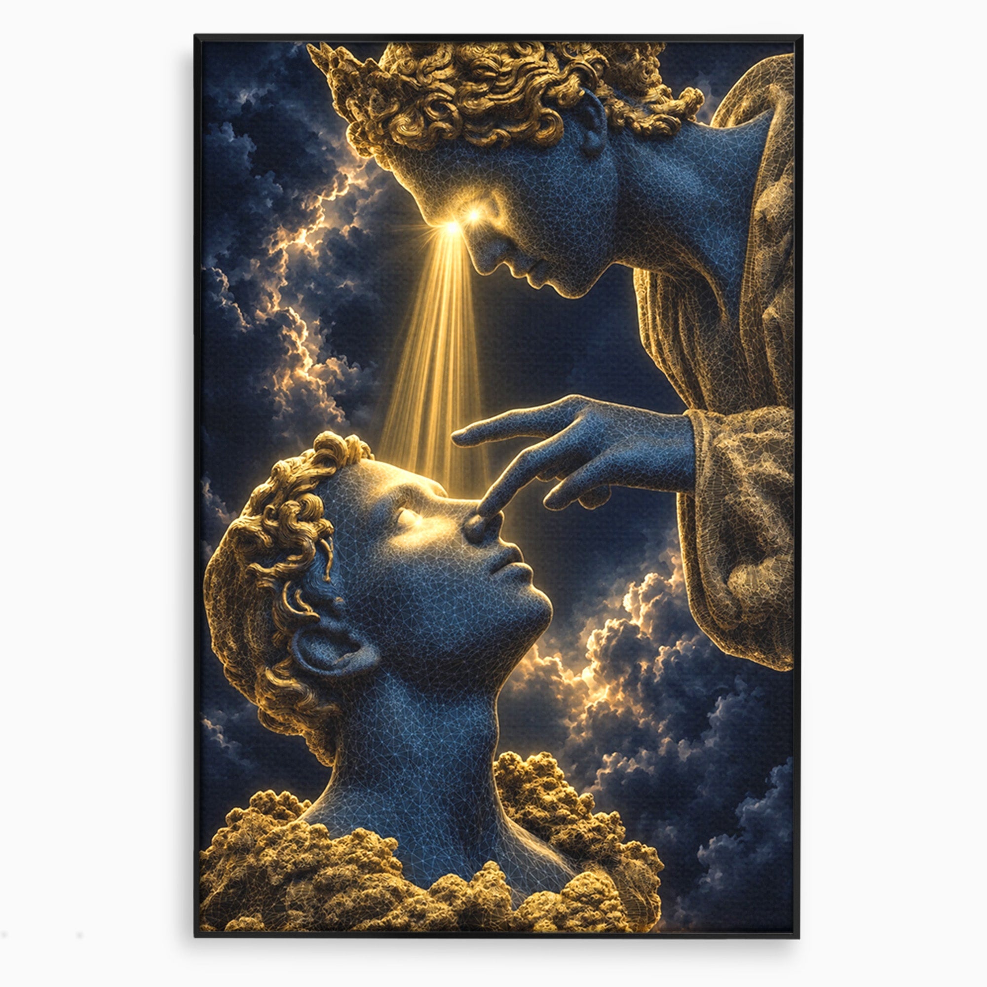 Tablou Canvas Premium LuxCanva® U1115, Atingerea Divina, Sculptura, Arta, Dormitor, Mitologie, Divin, Culori Vibrante