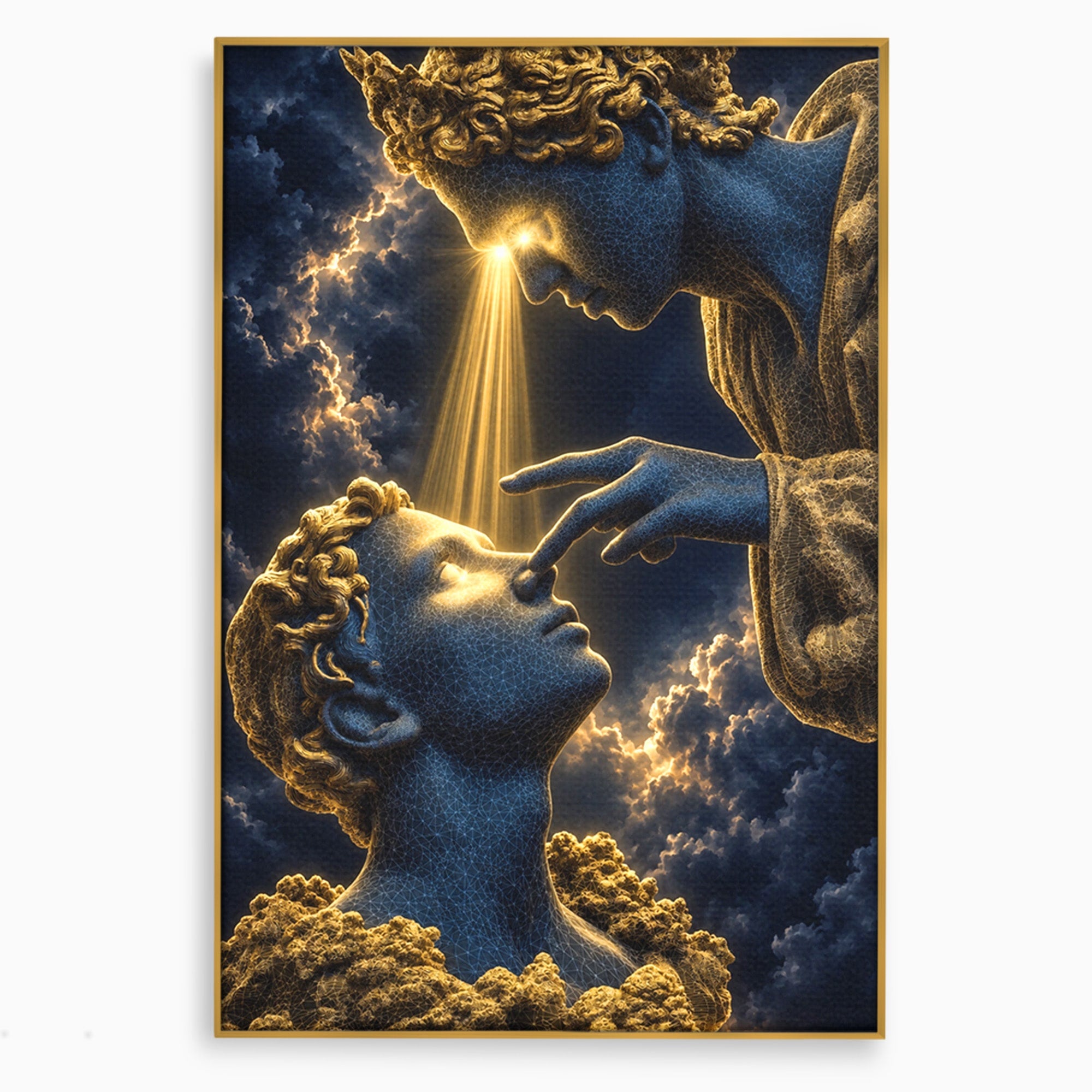 Tablou Canvas Premium LuxCanva® U1115, Atingerea Divina, Sculptura, Arta, Dormitor, Mitologie, Divin, Culori Vibrante