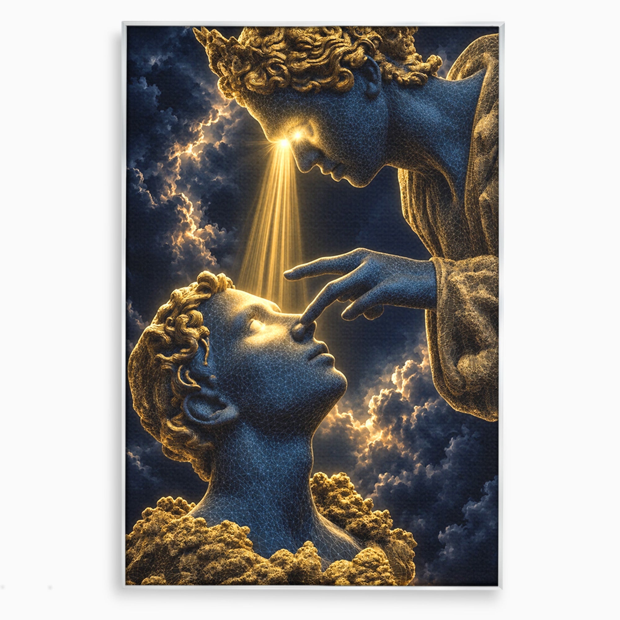 Tablou Canvas Premium LuxCanva® U1115, Atingerea Divina, Sculptura, Arta, Dormitor, Mitologie, Divin, Culori Vibrante