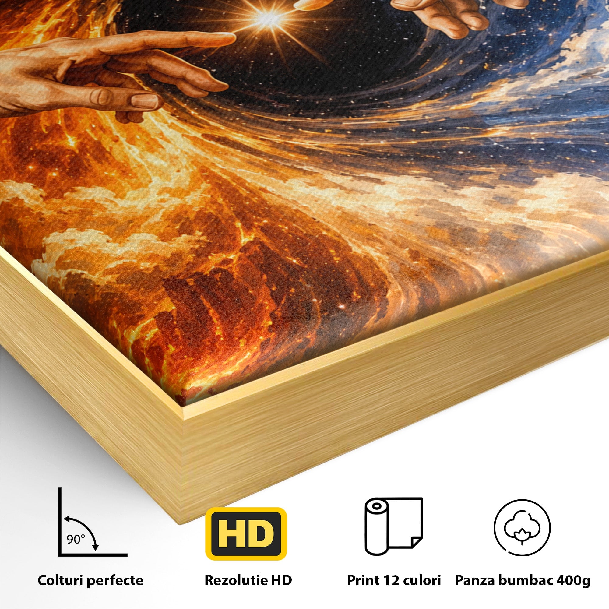 Tablou Canvas Premium LuxCanva® U1116, Creatia Universului,  Maini, Cer, Arta, Mistic, Univers, Dormitor, Culori Vibrante