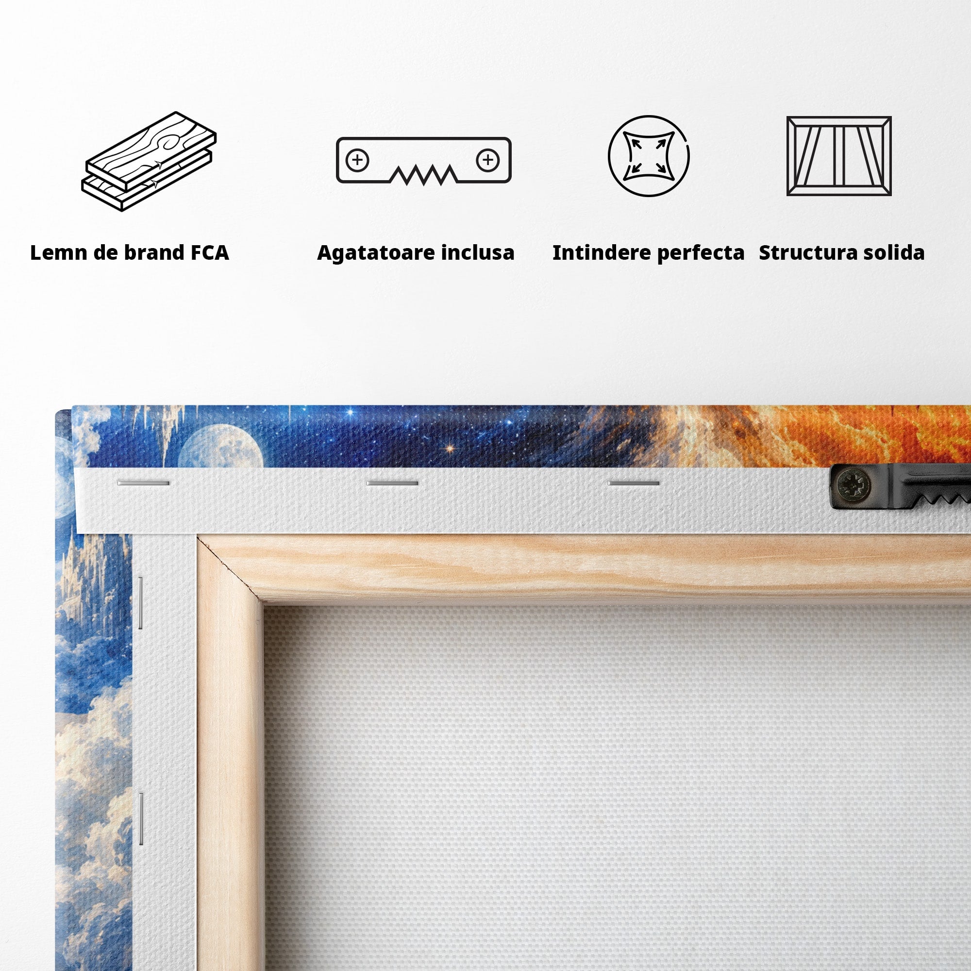 Tablou Canvas Premium LuxCanva® U1116, Creatia Universului,  Maini, Cer, Arta, Mistic, Univers, Dormitor, Culori Vibrante