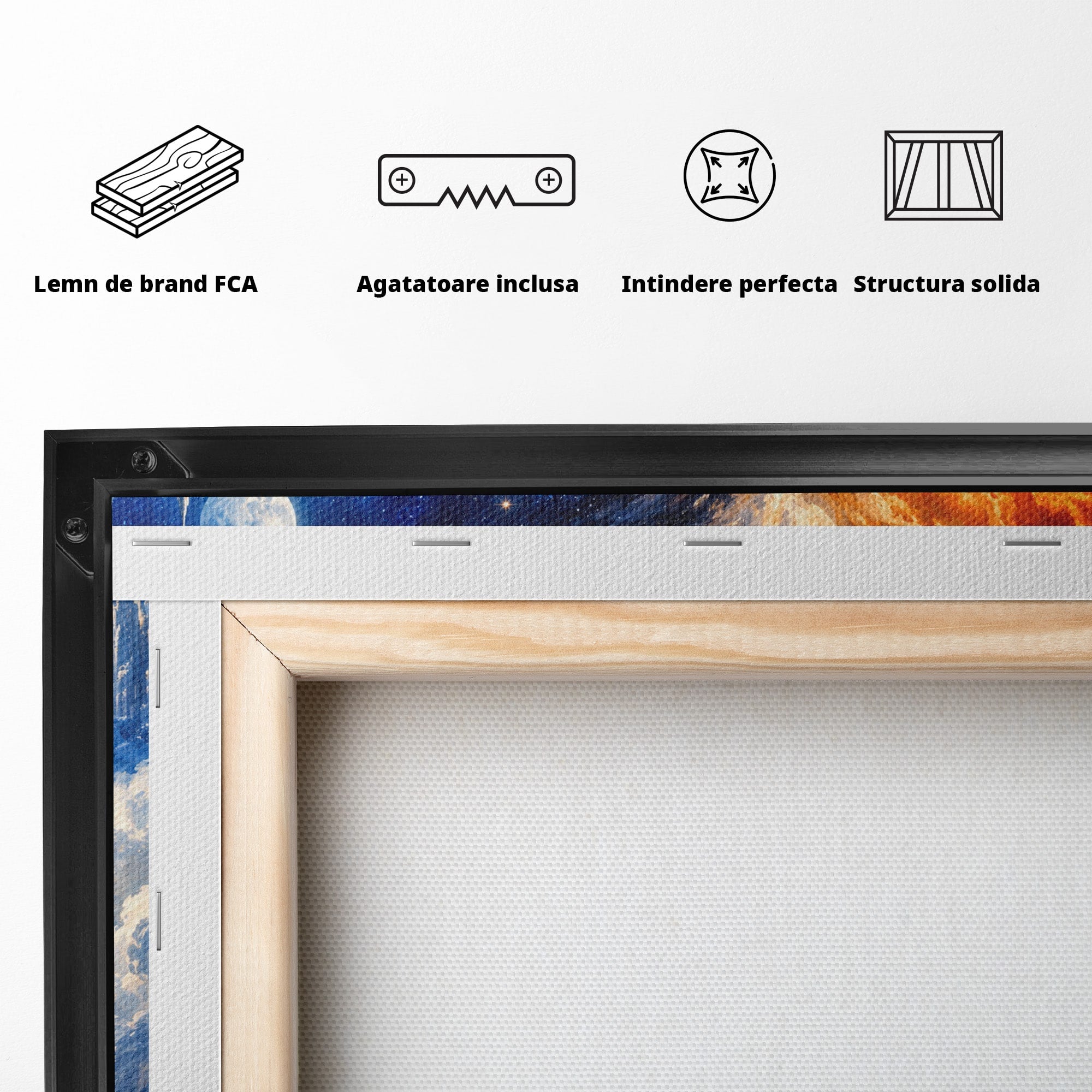 Tablou Canvas Premium LuxCanva® U1116, Creatia Universului,  Maini, Cer, Arta, Mistic, Univers, Dormitor, Culori Vibrante