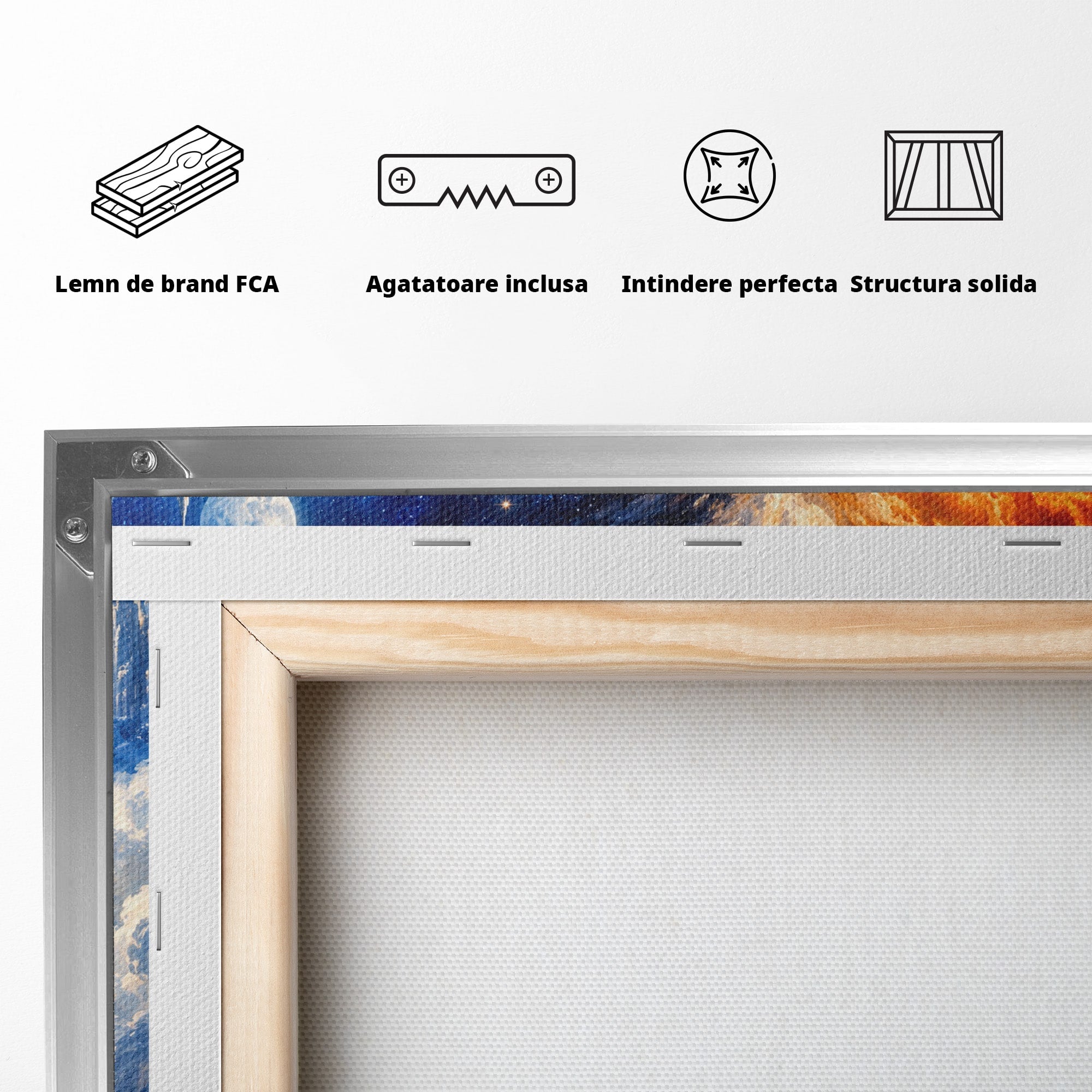 Tablou Canvas Premium LuxCanva® U1116, Creatia Universului,  Maini, Cer, Arta, Mistic, Univers, Dormitor, Culori Vibrante