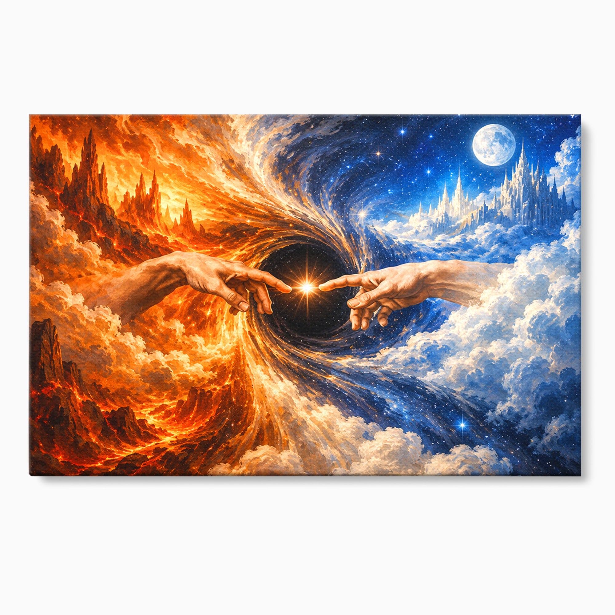 Tablou Canvas Premium LuxCanva® U1116, Creatia Universului,  Maini, Cer, Arta, Mistic, Univers, Dormitor, Culori Vibrante