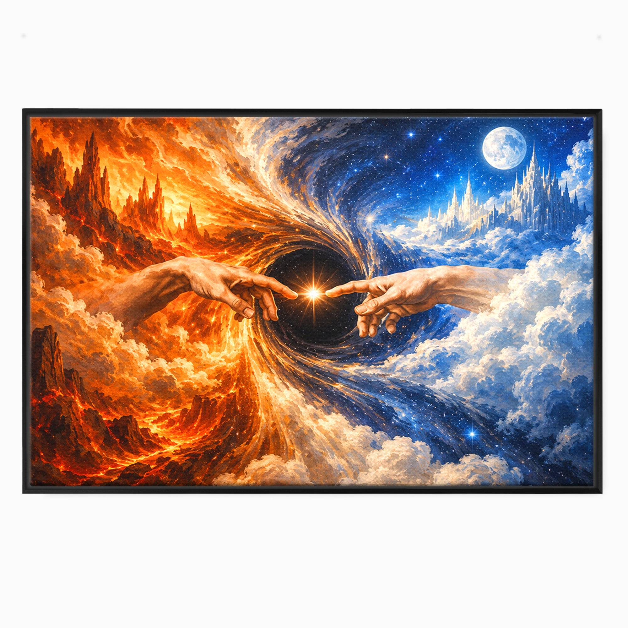 Tablou Canvas Premium LuxCanva® U1116, Creatia Universului,  Maini, Cer, Arta, Mistic, Univers, Dormitor, Culori Vibrante