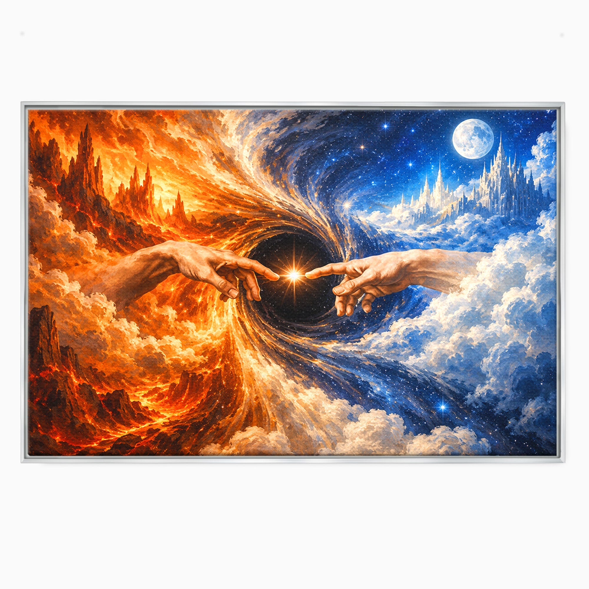 Tablou Canvas Premium LuxCanva® U1116, Creatia Universului,  Maini, Cer, Arta, Mistic, Univers, Dormitor, Culori Vibrante