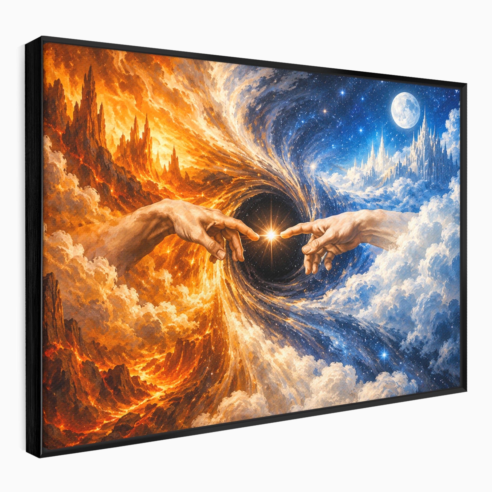 Tablou Canvas Premium LuxCanva® U1116, Creatia Universului,  Maini, Cer, Arta, Mistic, Univers, Dormitor, Culori Vibrante