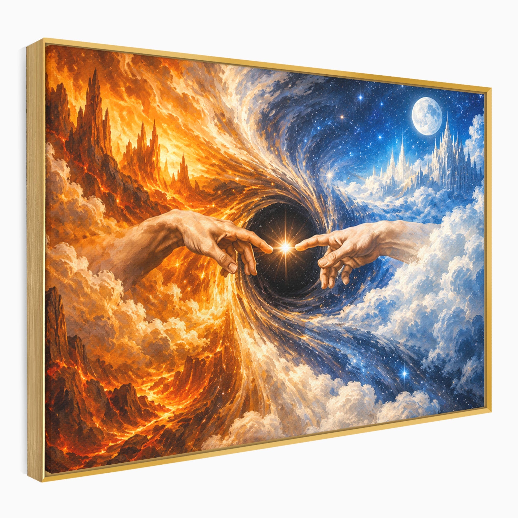 Tablou Canvas Premium LuxCanva® U1116, Creatia Universului,  Maini, Cer, Arta, Mistic, Univers, Dormitor, Culori Vibrante