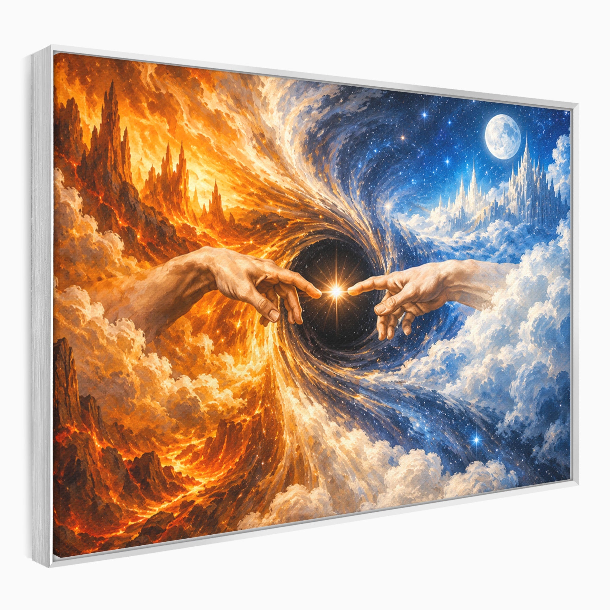 Tablou Canvas Premium LuxCanva® U1116, Creatia Universului,  Maini, Cer, Arta, Mistic, Univers, Dormitor, Culori Vibrante