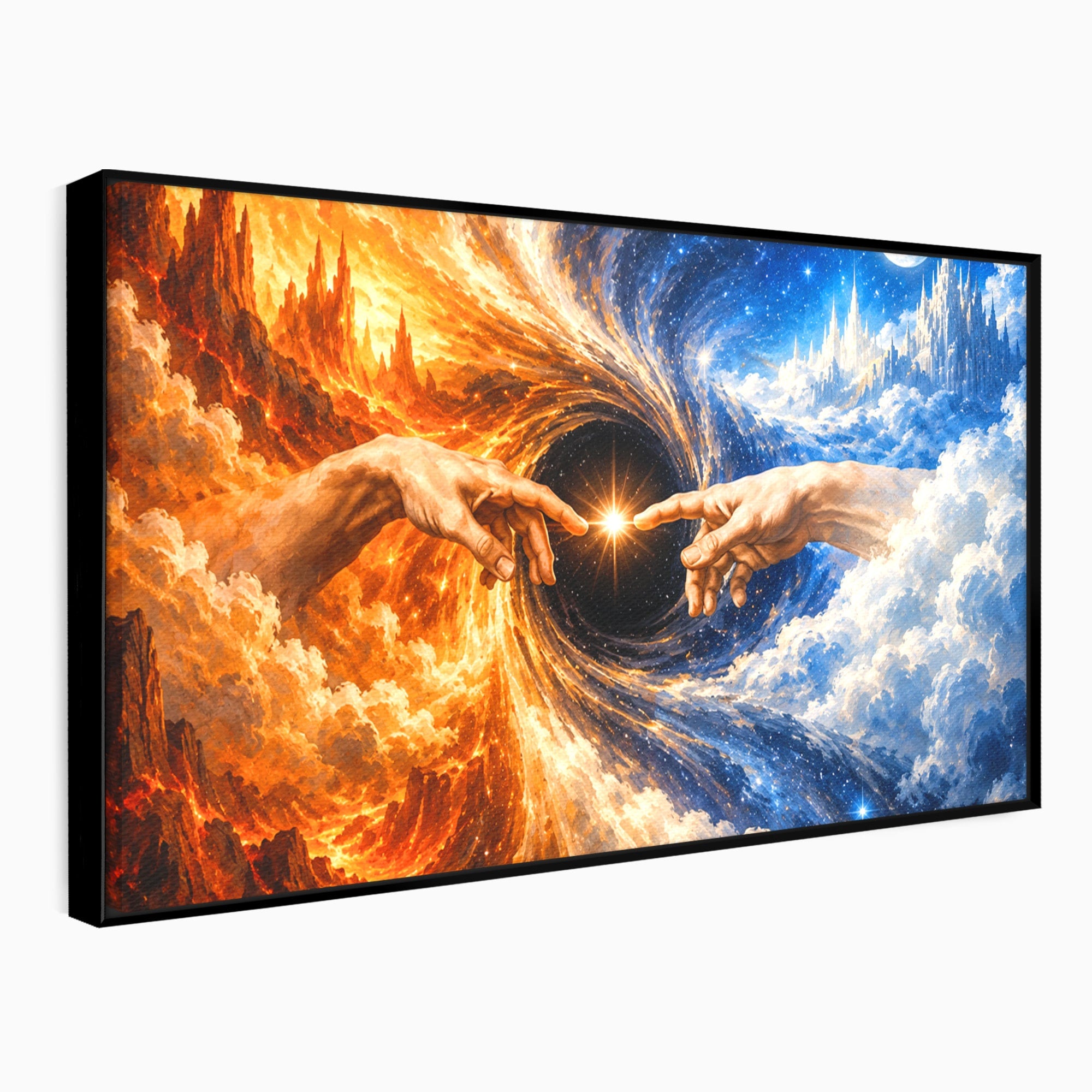 Tablou Canvas Premium LuxCanva® U1116, Creatia Universului,  Maini, Cer, Arta, Mistic, Univers, Dormitor, Culori Vibrante