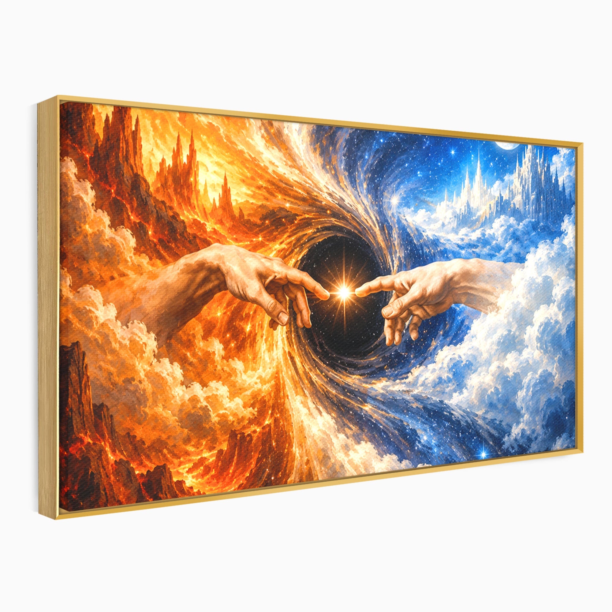 Tablou Canvas Premium LuxCanva® U1116, Creatia Universului,  Maini, Cer, Arta, Mistic, Univers, Dormitor, Culori Vibrante