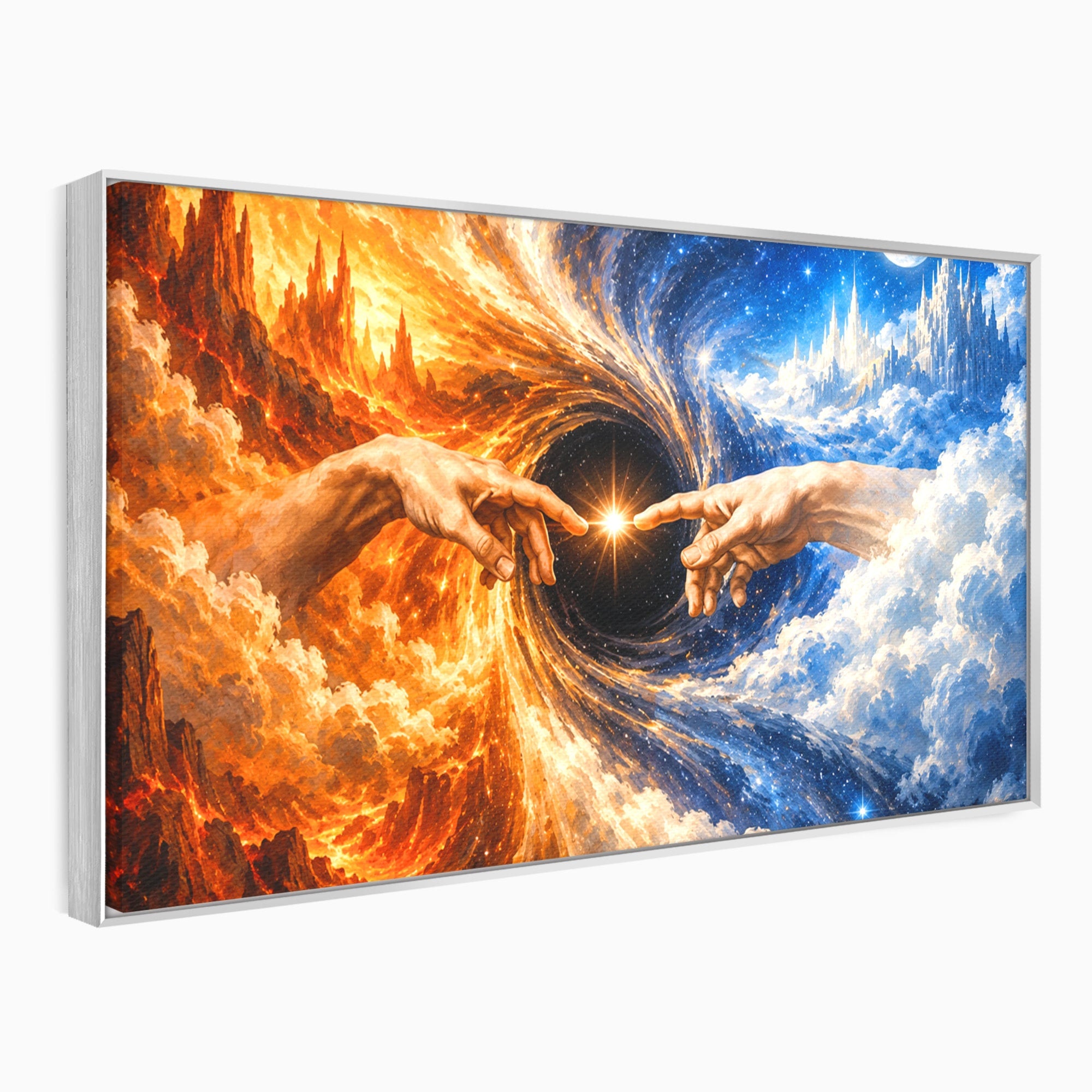 Tablou Canvas Premium LuxCanva® U1116, Creatia Universului,  Maini, Cer, Arta, Mistic, Univers, Dormitor, Culori Vibrante