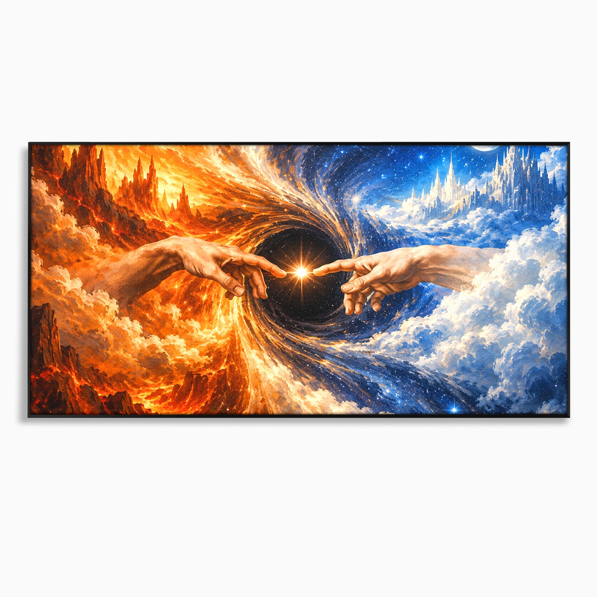Tablou Canvas Premium LuxCanva® U1116, Creatia Universului,  Maini, Cer, Arta, Mistic, Univers, Dormitor, Culori Vibrante