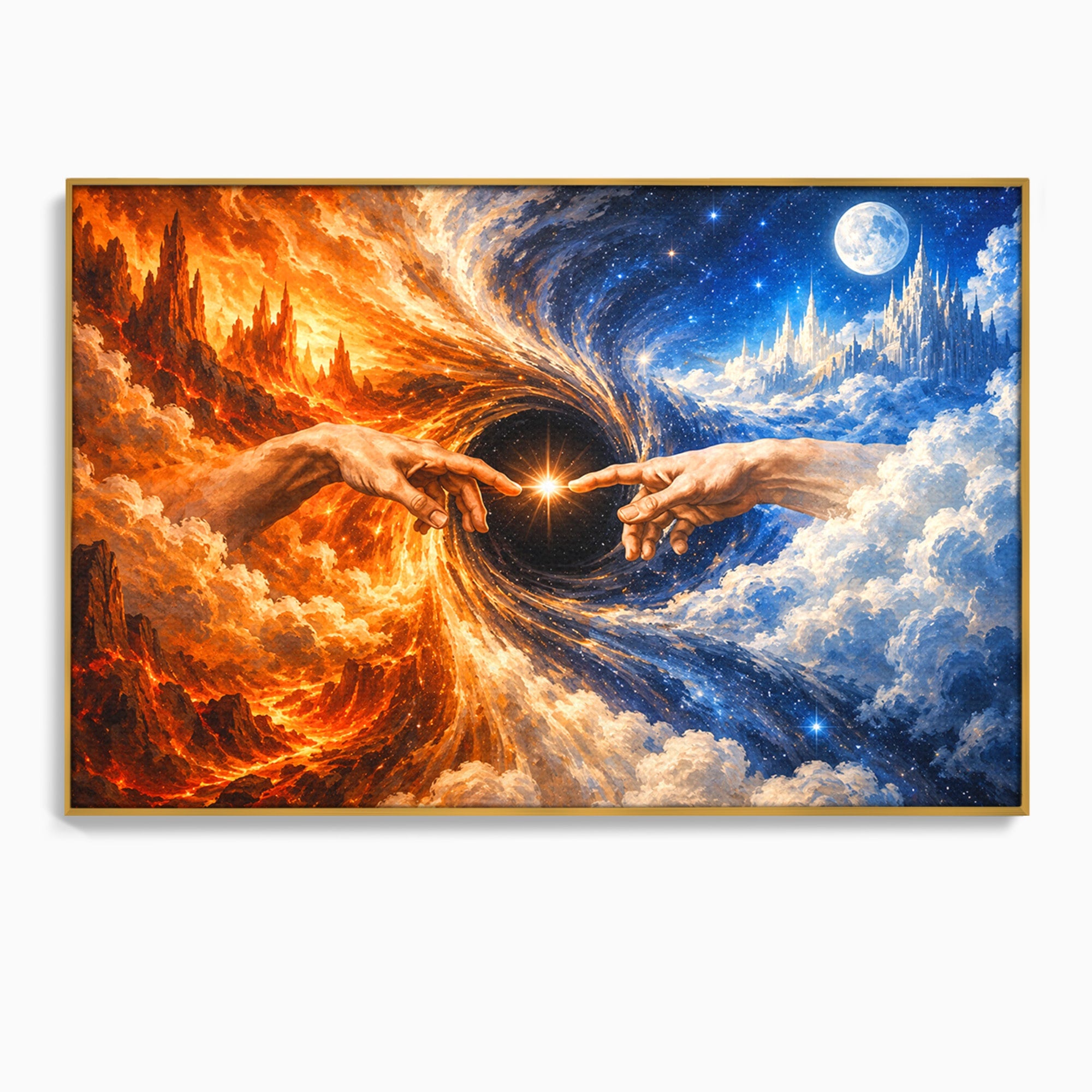 Tablou Canvas Premium LuxCanva® U1116, Creatia Universului,  Maini, Cer, Arta, Mistic, Univers, Dormitor, Culori Vibrante
