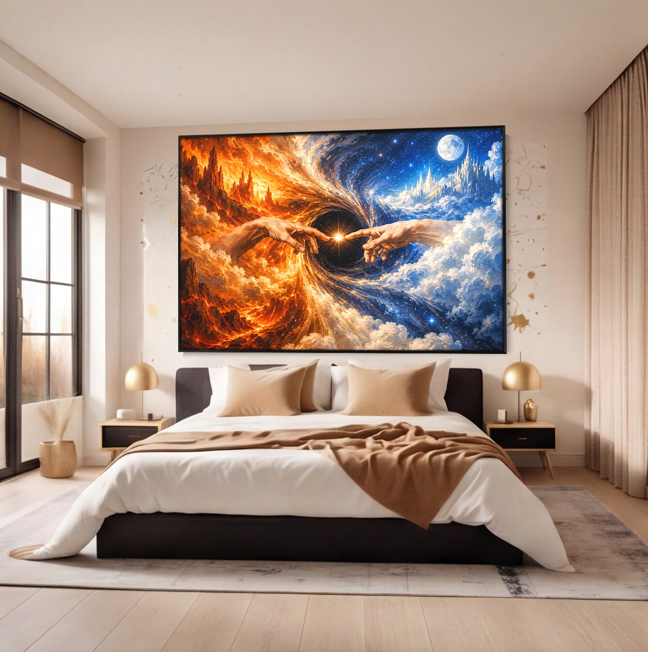 Tablou Canvas Premium LuxCanva® U1116, Creatia Universului,  Maini, Cer, Arta, Mistic, Univers, Dormitor, Culori Vibrante
