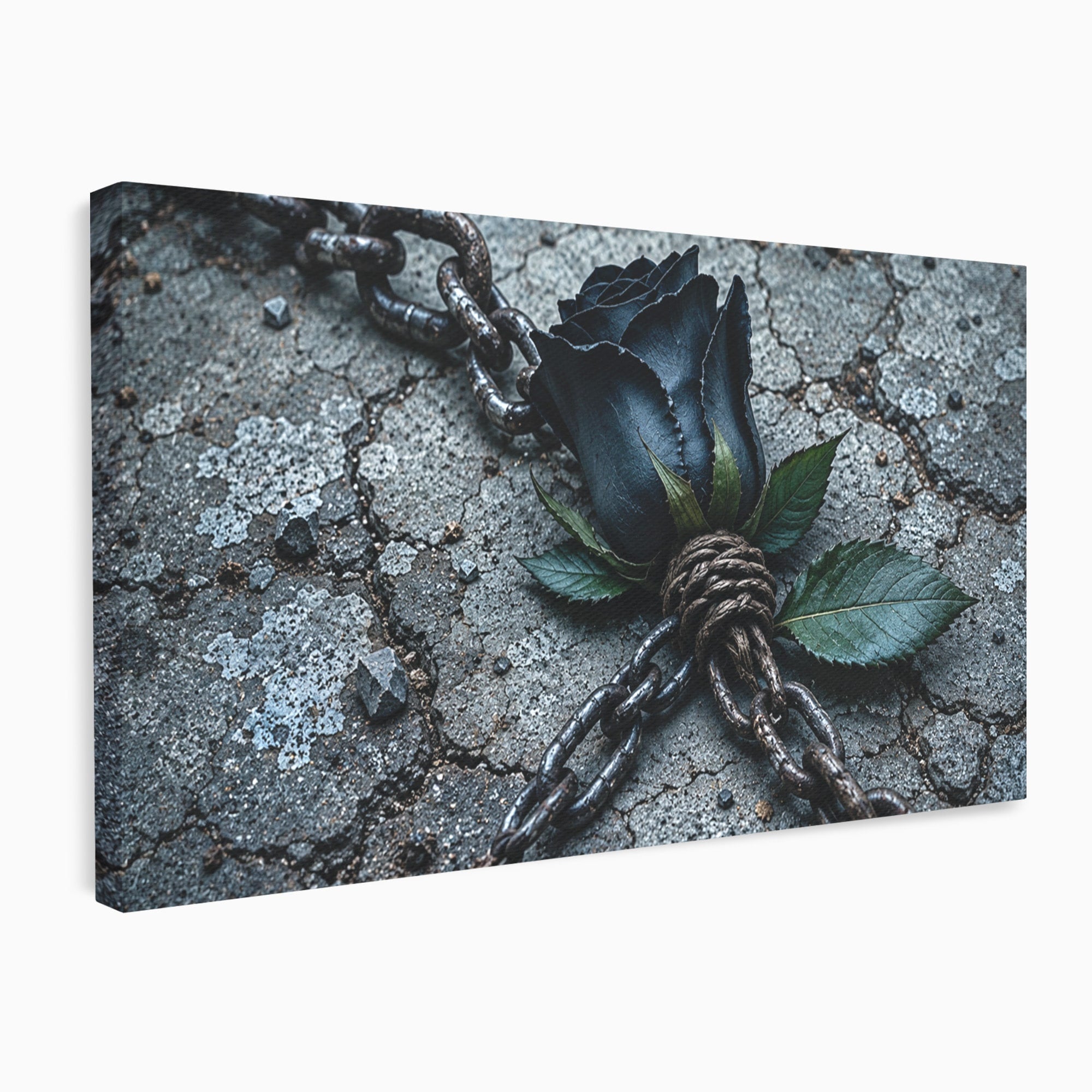 Tablou Canvas Premium LuxCanva® U1118, Trandafir Intunecat, Lanturi, Textura, Contrast, Trandafir, Dormitor, Culori Vibrante