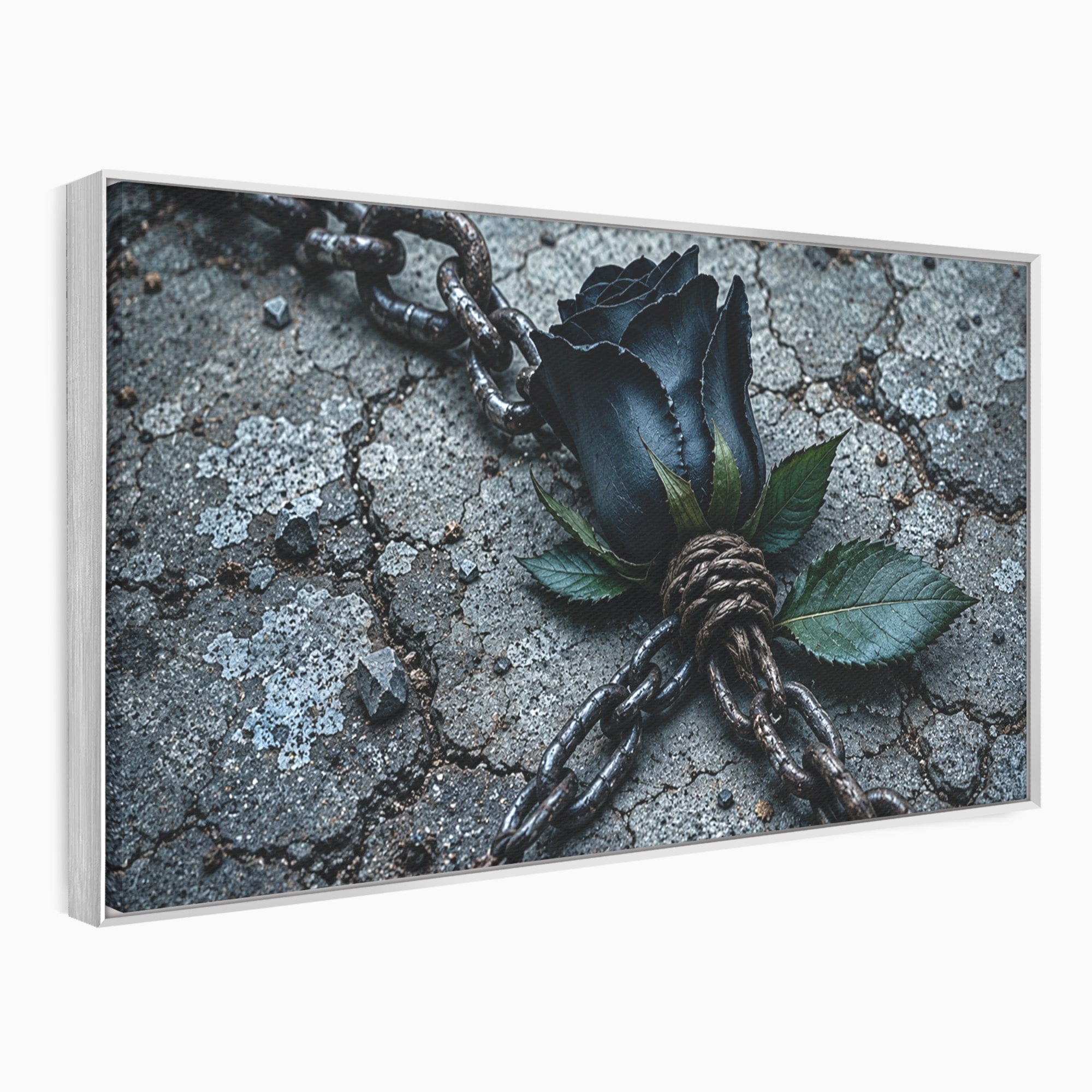 Tablou Canvas Premium LuxCanva® U1118, Trandafir Intunecat, Lanturi, Textura, Contrast, Trandafir, Dormitor, Culori Vibrante