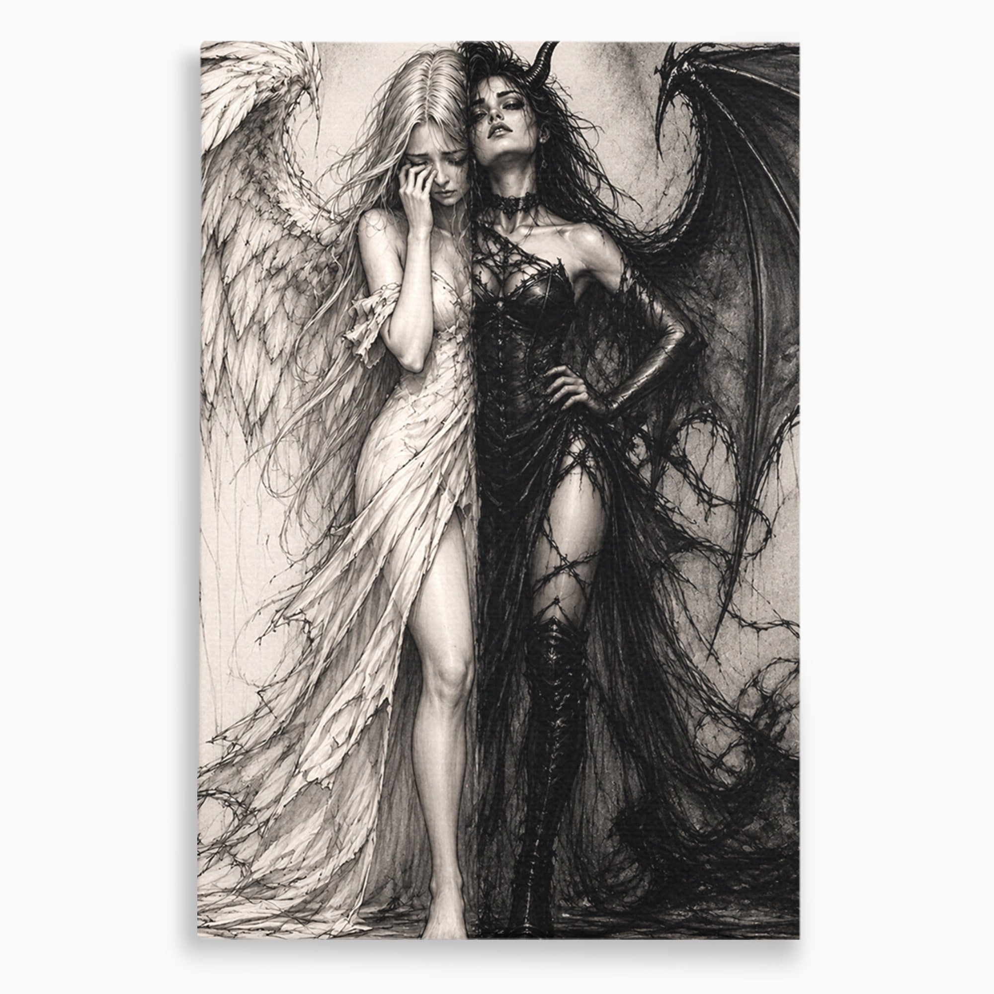 Tablou Canvas Premium LuxCanva® U1119, Inger Si Demon, Contrast, Mitologie, Inger, Demon, Living, Culori Vibrante
