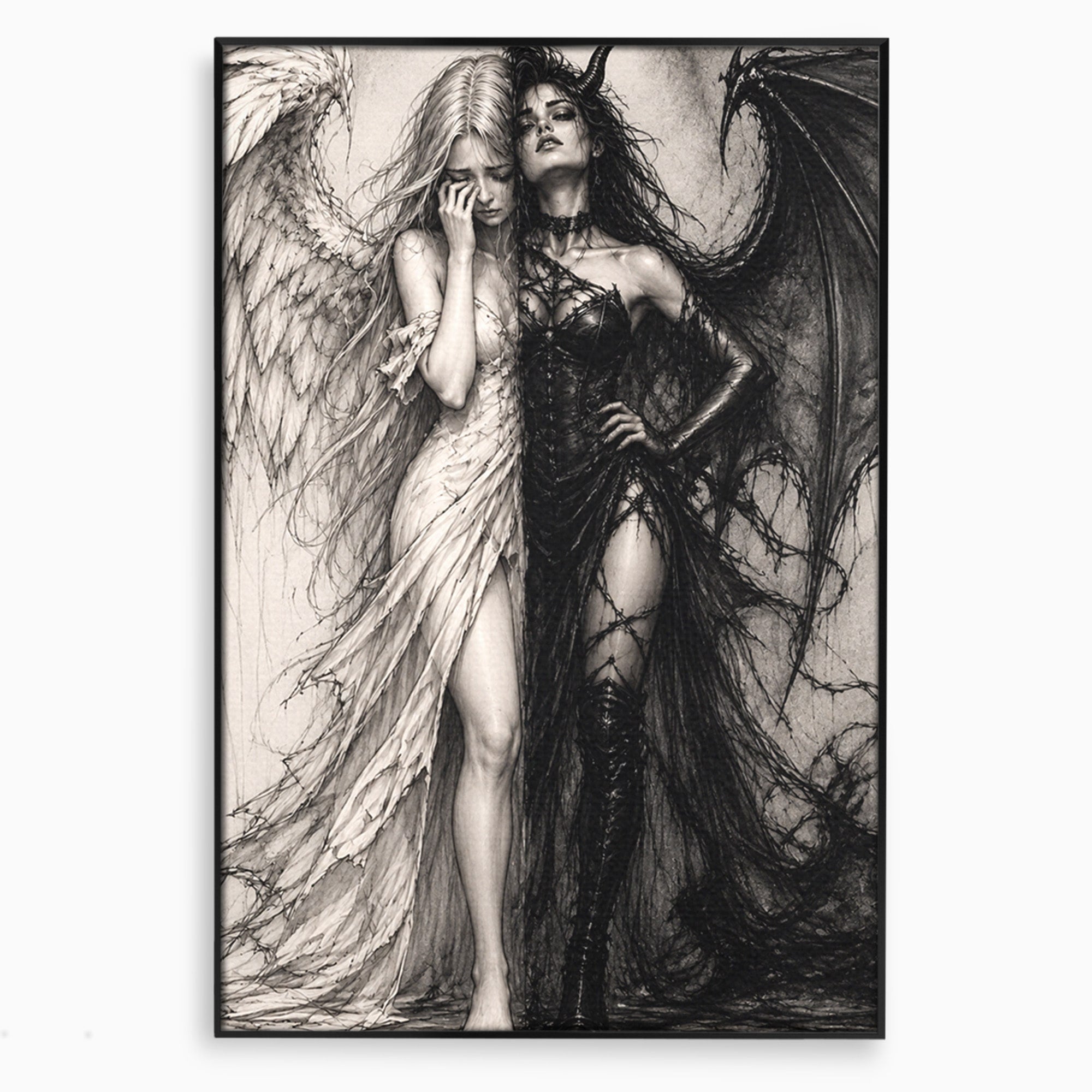 Tablou Canvas Premium LuxCanva® U1119, Inger Si Demon, Contrast, Mitologie, Inger, Demon, Living, Culori Vibrante