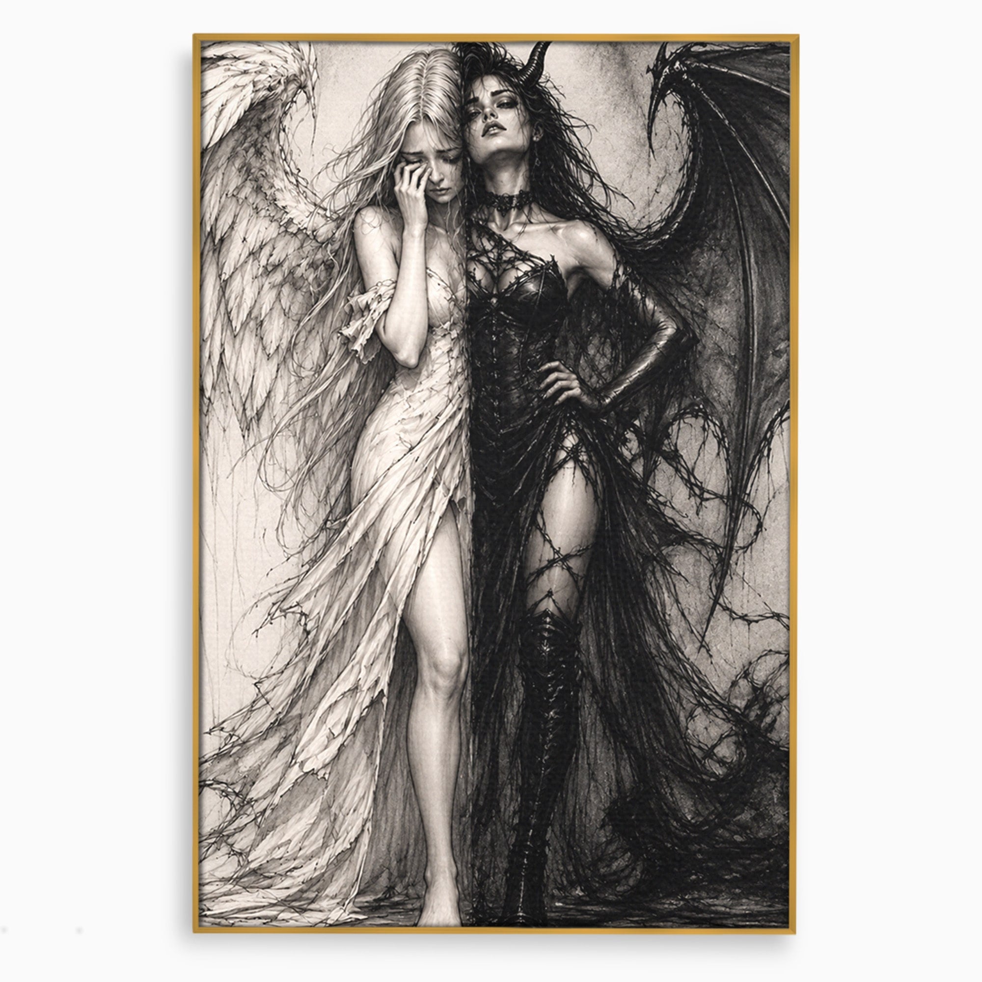 Tablou Canvas Premium LuxCanva® U1119, Inger Si Demon, Contrast, Mitologie, Inger, Demon, Living, Culori Vibrante