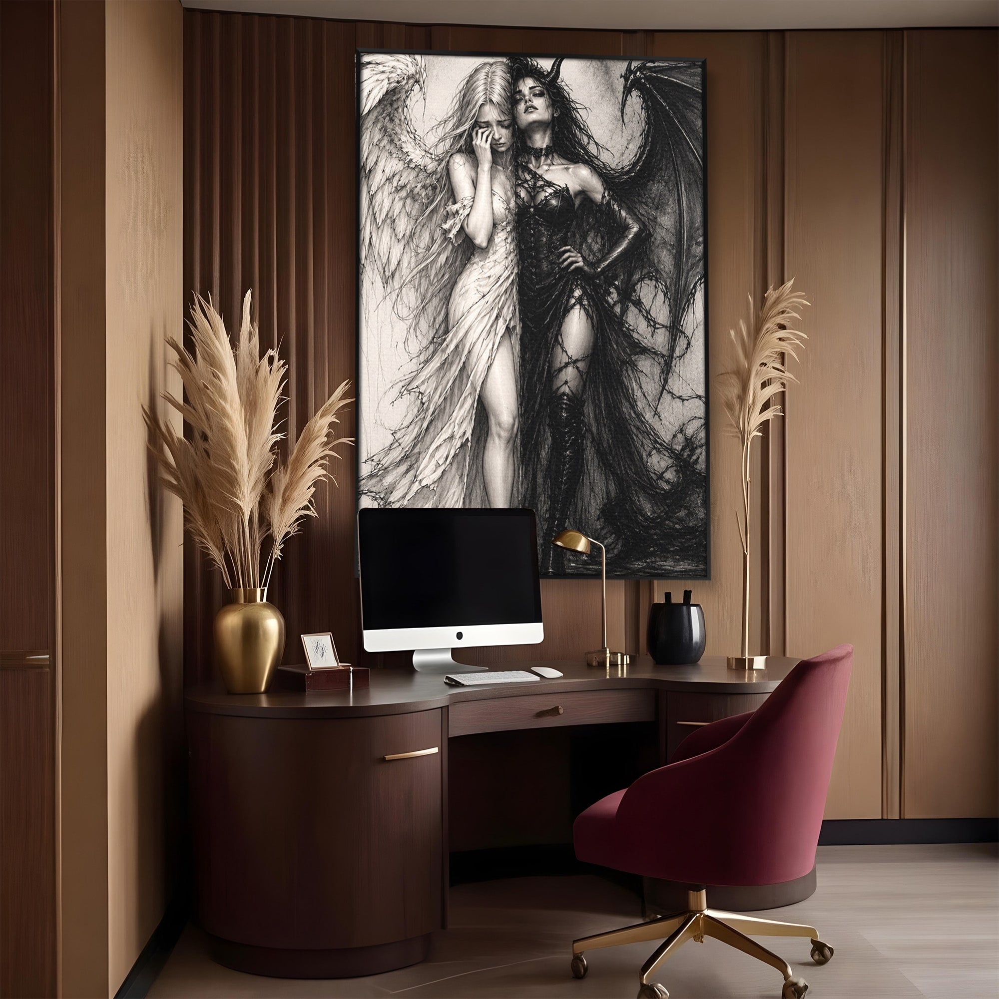 Tablou Canvas Premium LuxCanva® U1119, Inger Si Demon, Contrast, Mitologie, Inger, Demon, Living, Culori Vibrante